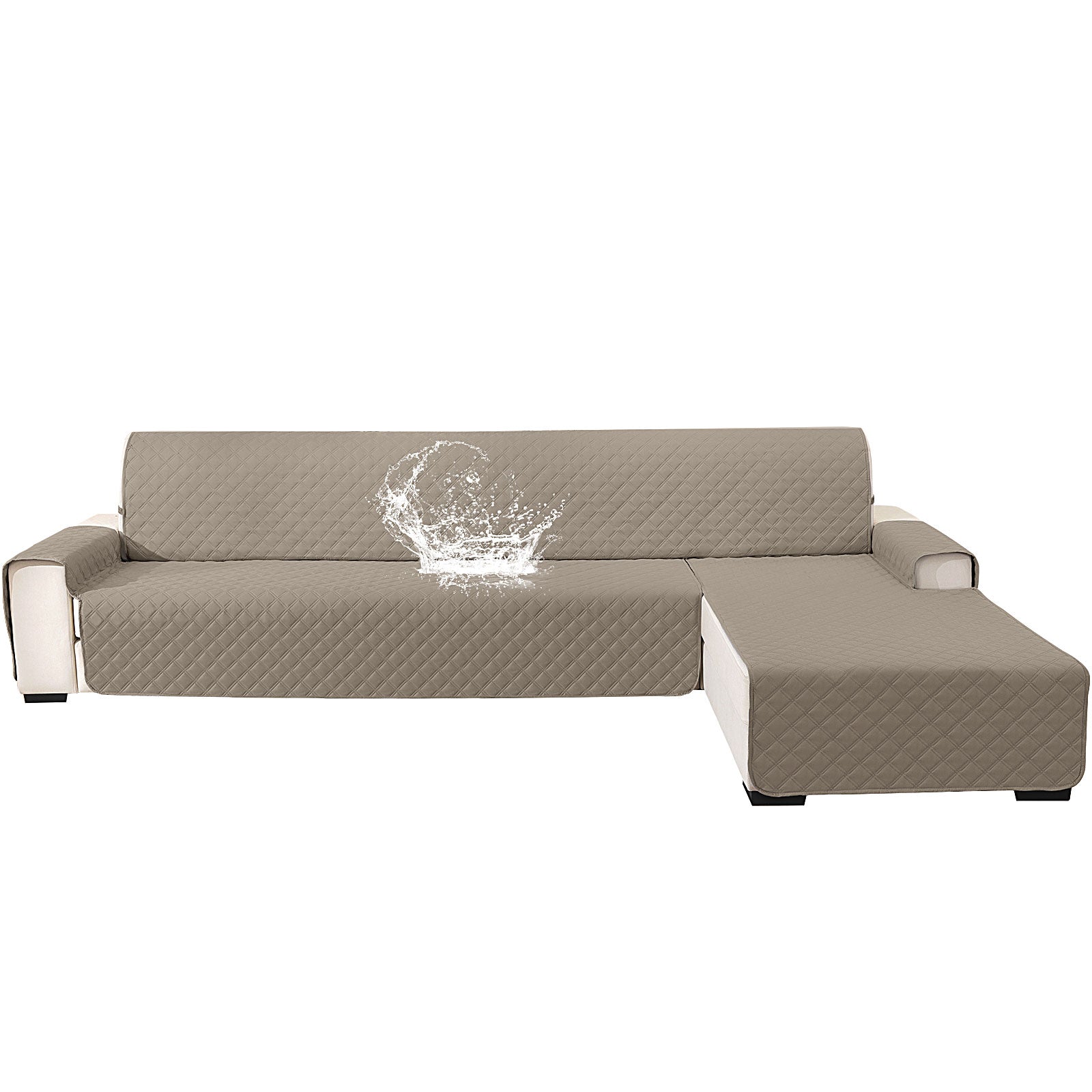 YSTYLE 100% Waterproof 2 Seater Corner Sofa Cover Reversible L Shape-YSTYLE