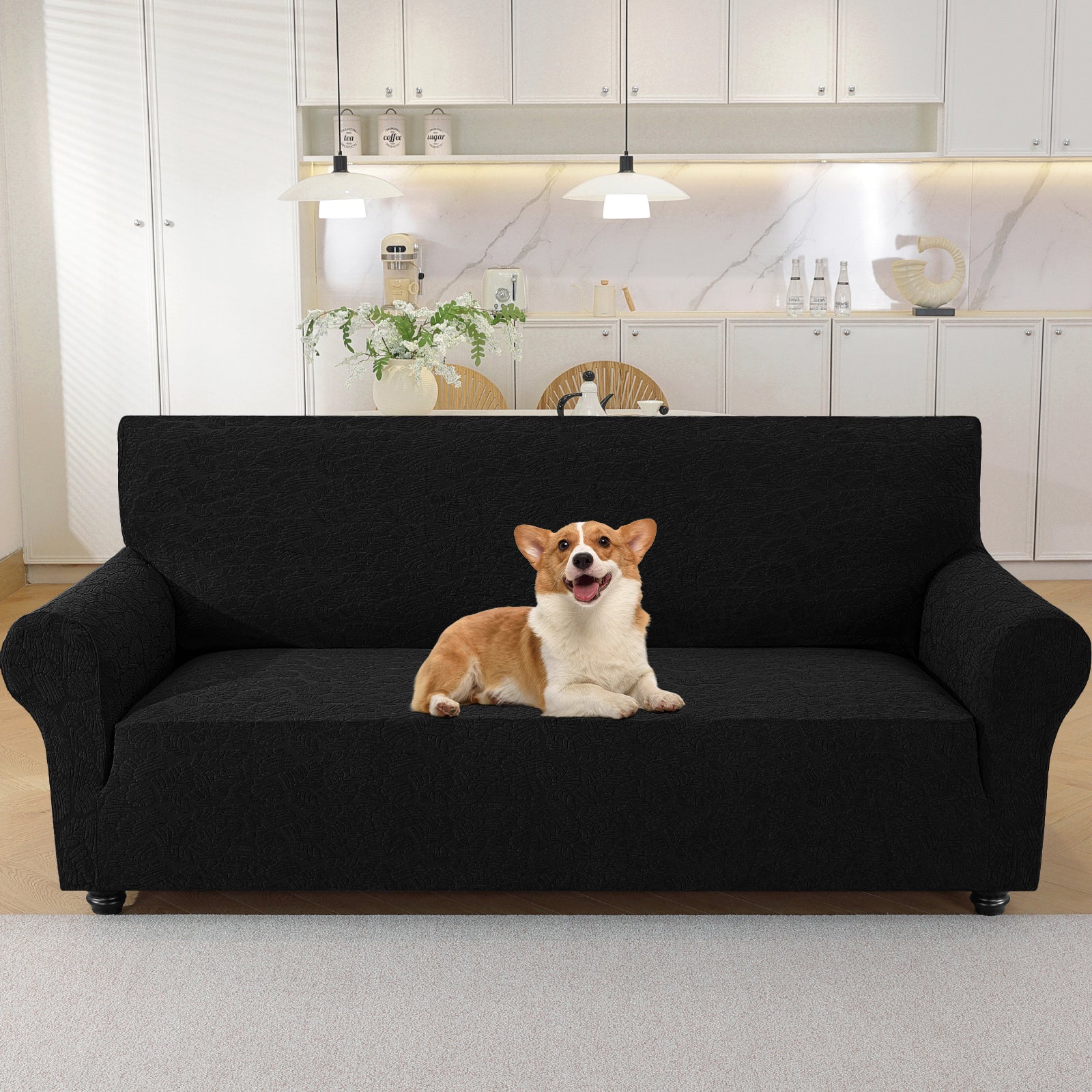 YSTYLE Stretch 4 Seater Sofa Cover with Armrests Anti Slip-YSTYLE