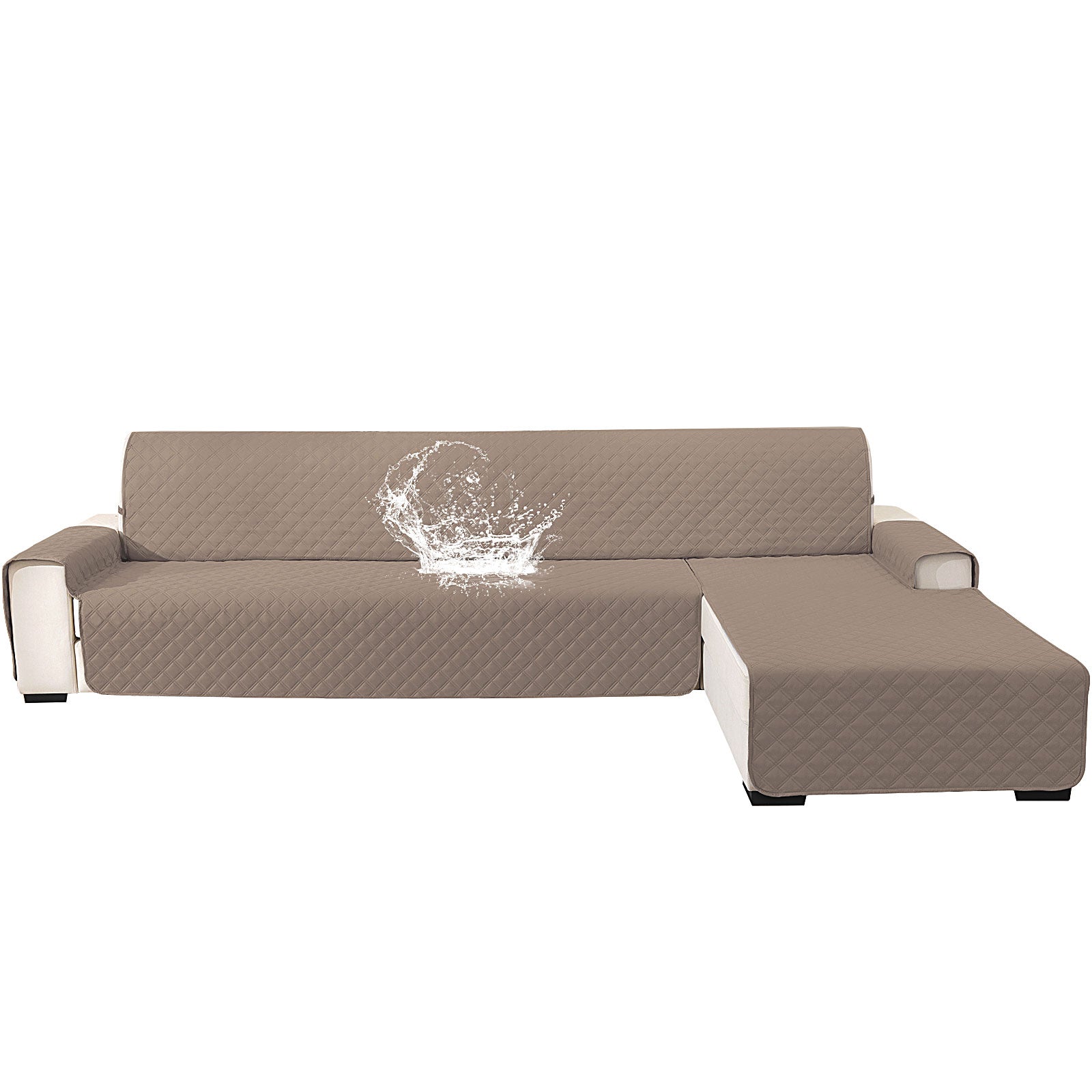 YSTYLE 100% Waterproof 3 Seater Corner Sofa Cover Reversible L Shape