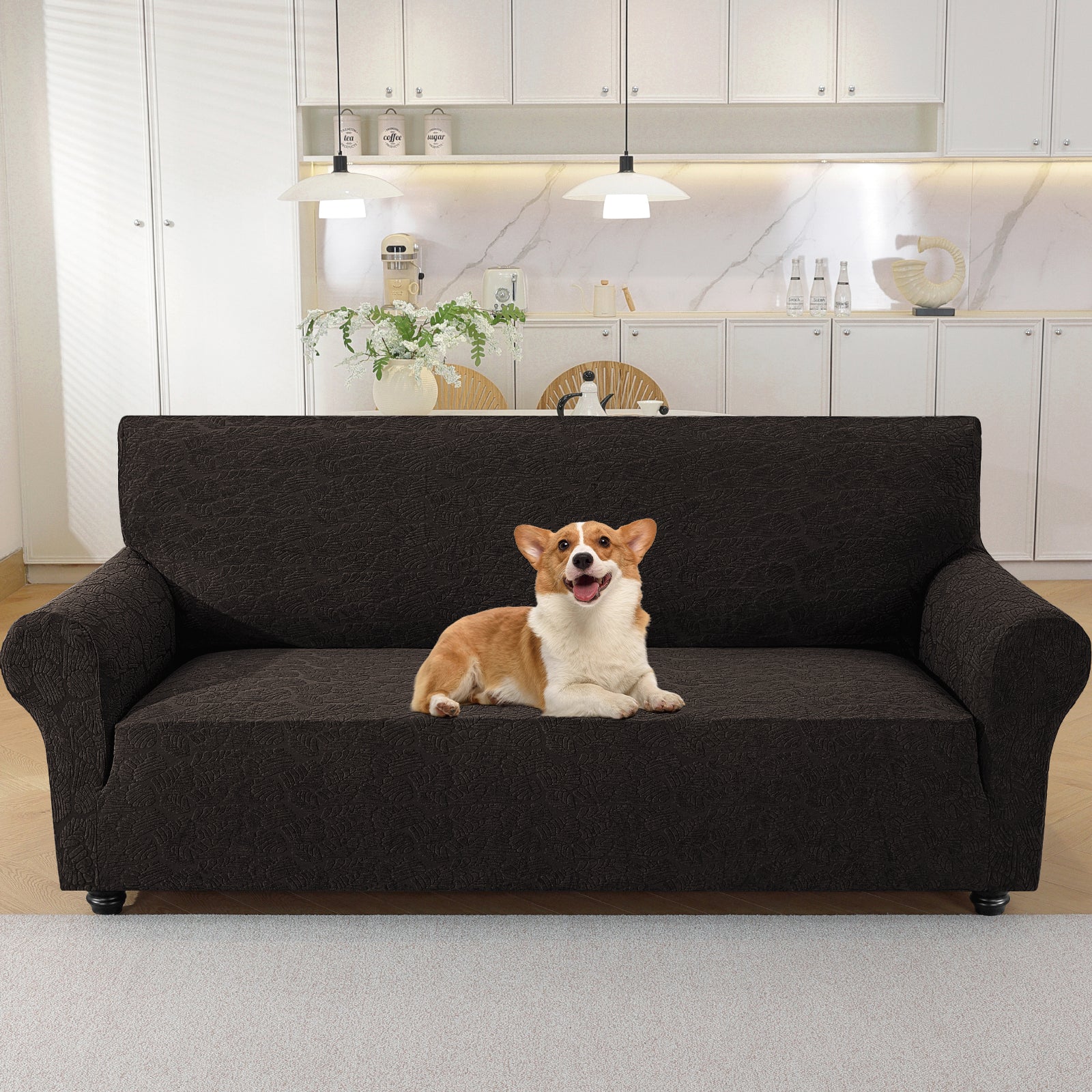 YSTYLE Stretch 4 Seater Sofa Cover with Armrests Anti Slip-YSTYLE