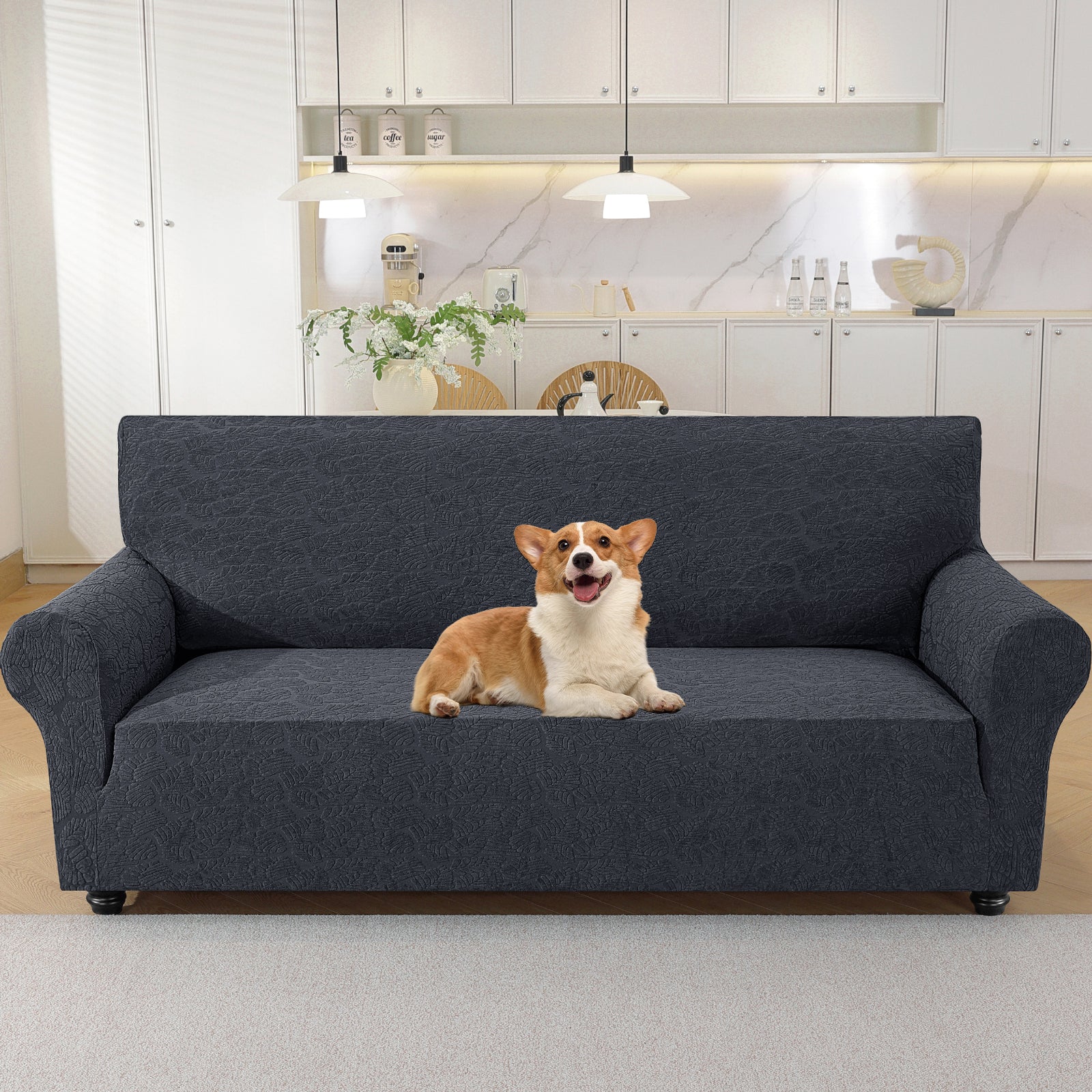 YSTYLE Stretch 4 Seater Sofa Cover with Armrests Anti Slip-YSTYLE