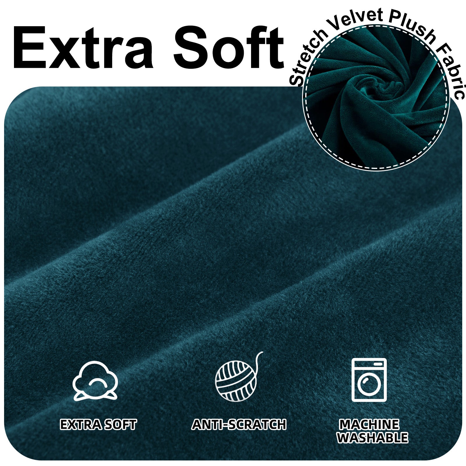 YSTYLE Velvet Cubierta de Sofá para 3 Personas – Ajuste Elástico, Anti-Rasguño, Amigable con Mascotas, Antideslizante, Lavable