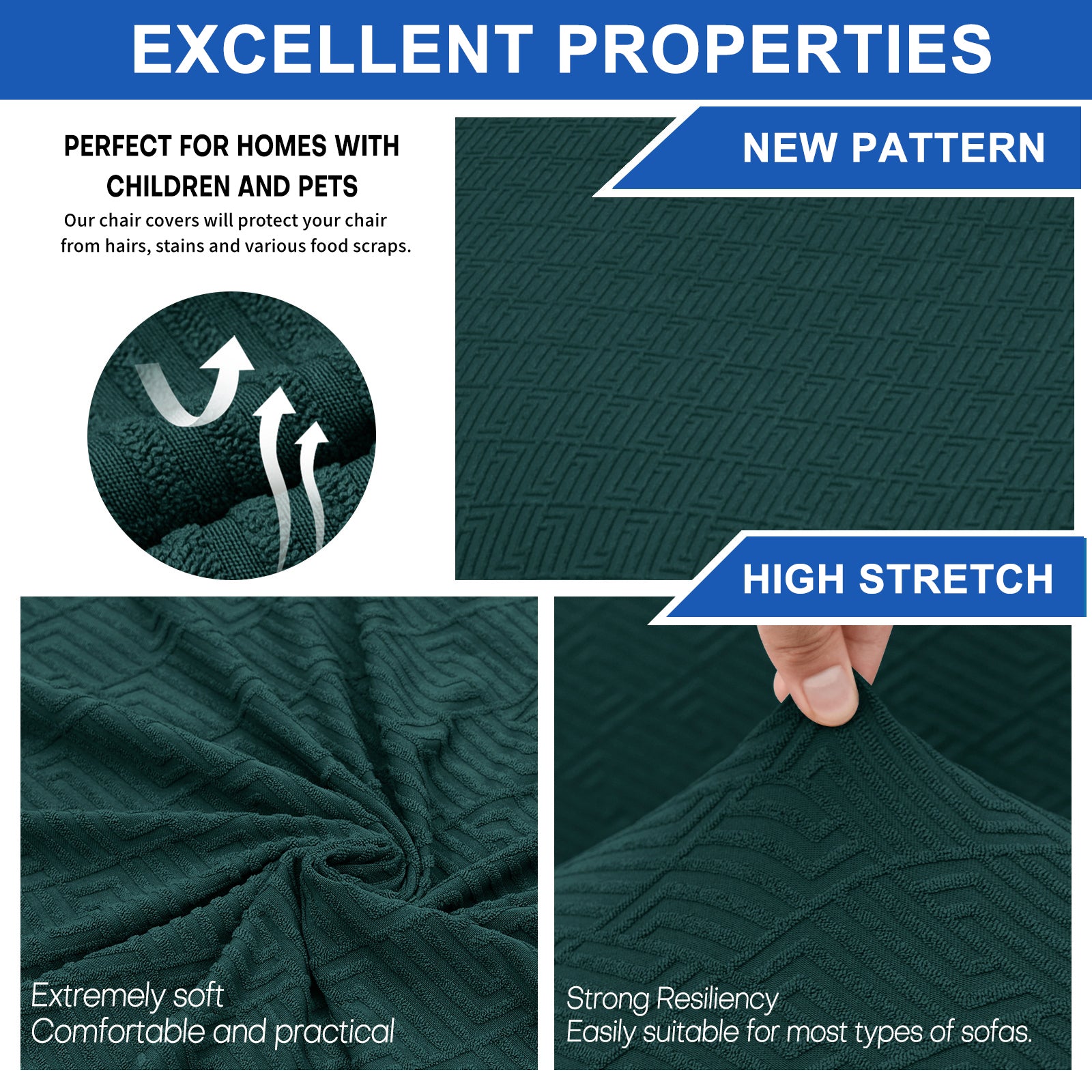 2 Coperture Elastiche per Sedie con Schienale in Tessuto Morbido YSTYLE