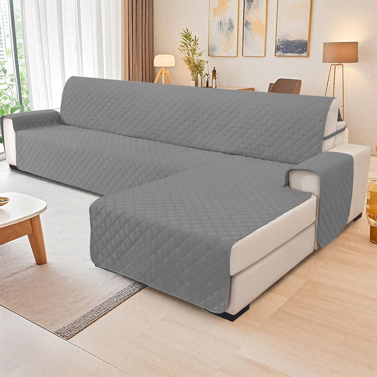 YSTYLE 100% Waterproof 3 Seater Corner Sofa Cover Reversible L Shape