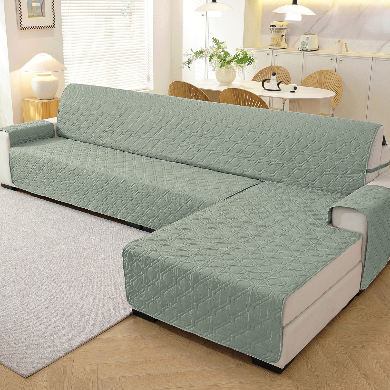 2 Seater Chaise canapé couverture imperméable Reversible antidérapant