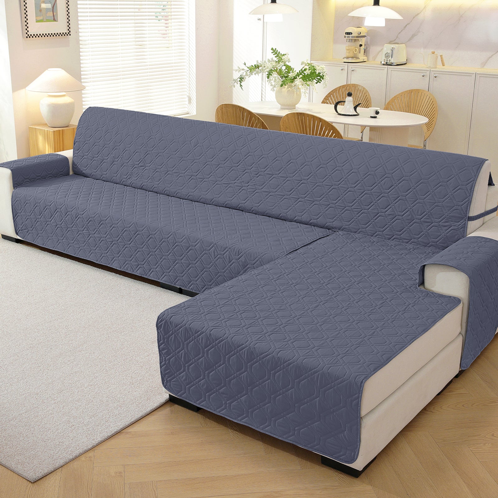 2 Seater Chaise canapé couverture imperméable Reversible antidérapant