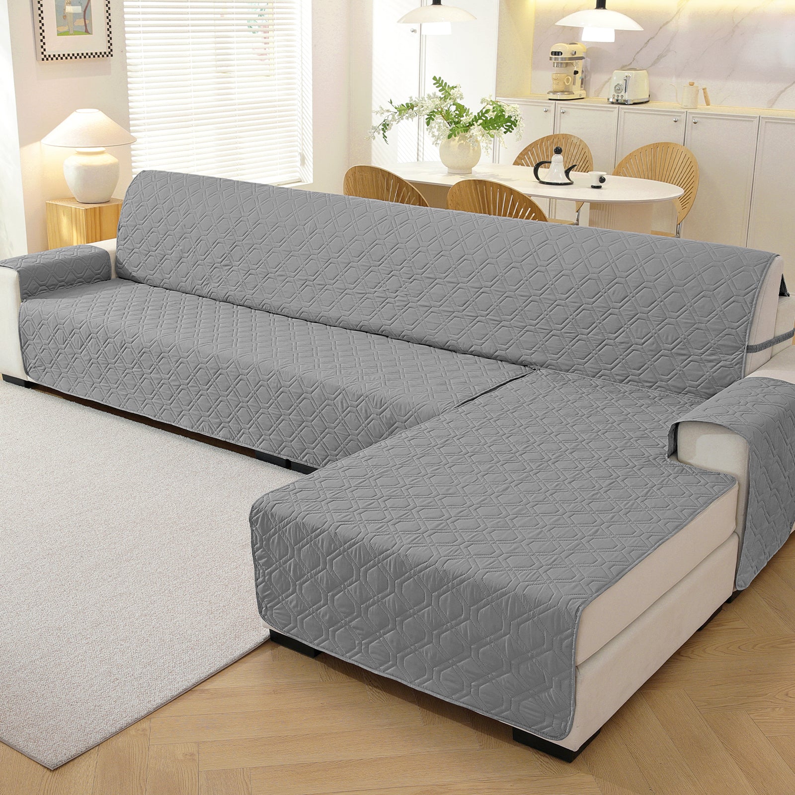 2 Seater Chaise canapé couverture imperméable Reversible antidérapant