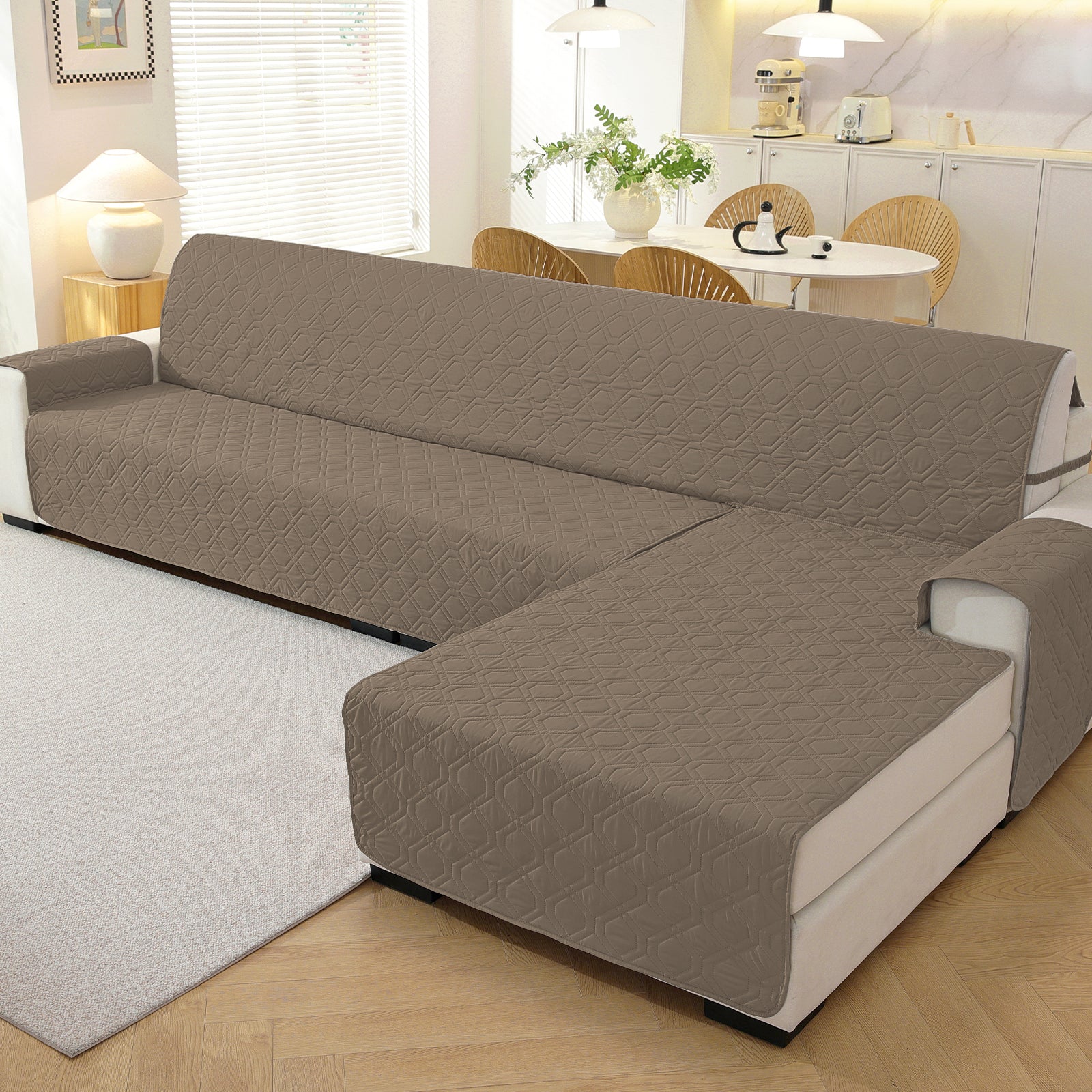 2 Seater Chaise canapé couverture imperméable Reversible antidérapant