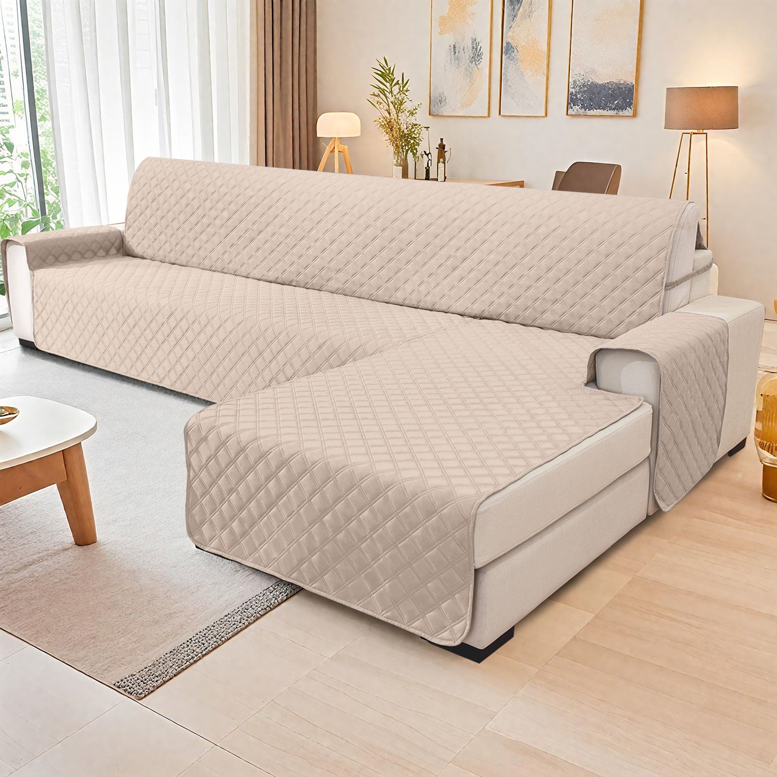 YSTYLE 100% Waterproof 3 Seater Corner Sofa Cover Reversible L Shape
