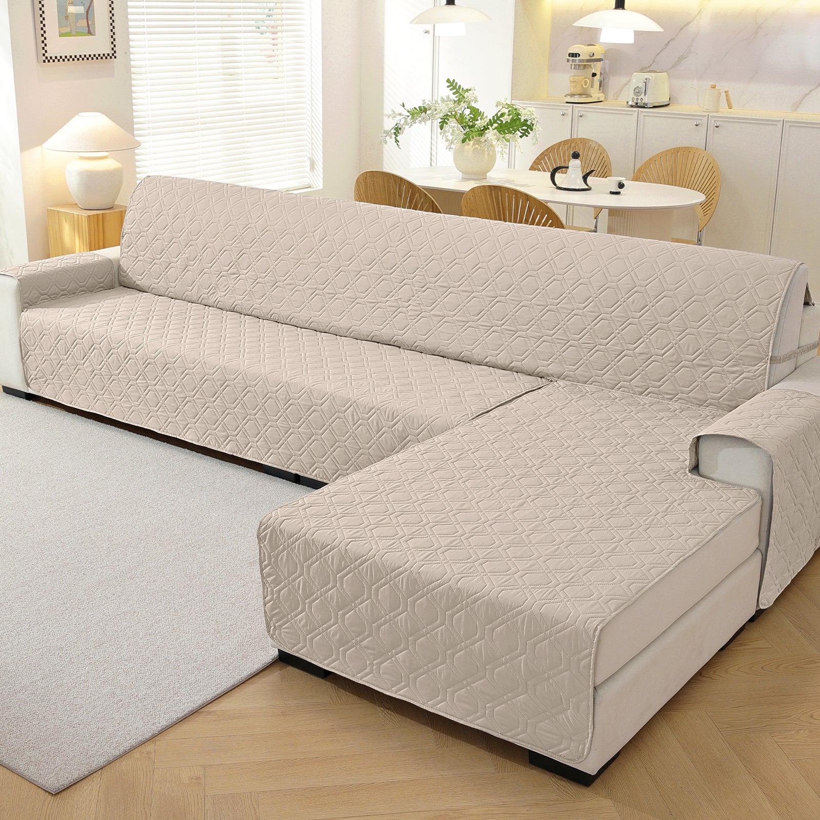 2 Seater Chaise canapé couverture imperméable Reversible antidérapant