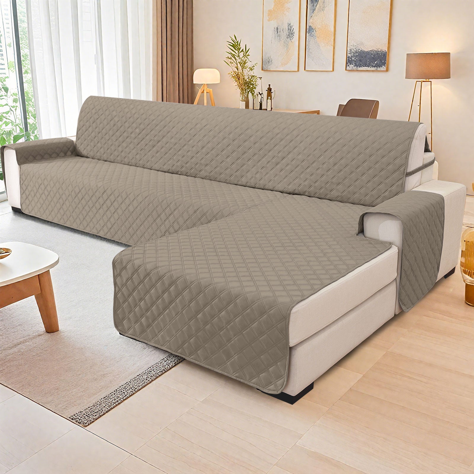 YSTYLE 100% Waterproof 2 Seater Corner Sofa Cover Reversible L Shape-YSTYLE