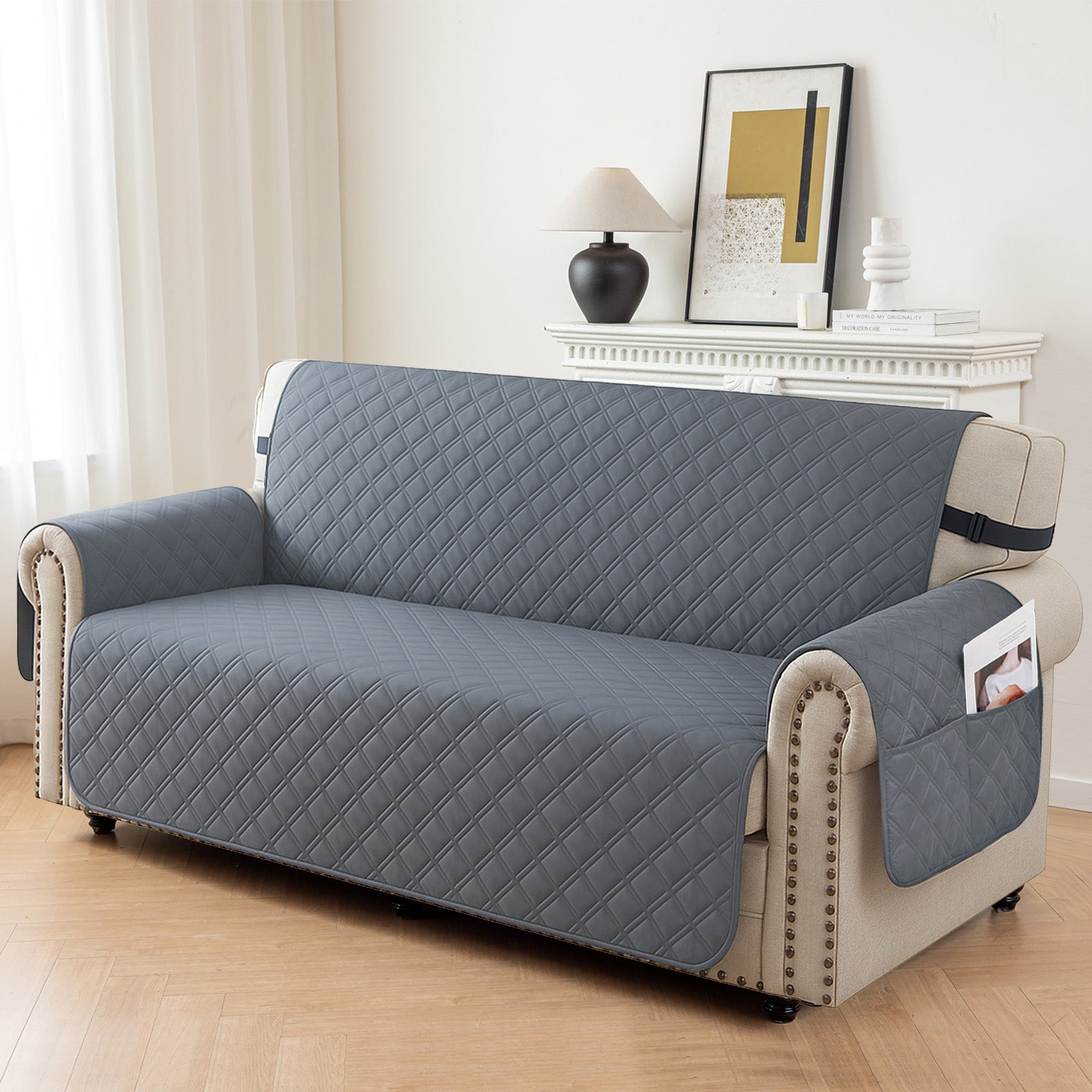 Ystyle 100% Waterproof 2 Seater Sofa Cover with Side Pockets-YSTYLE