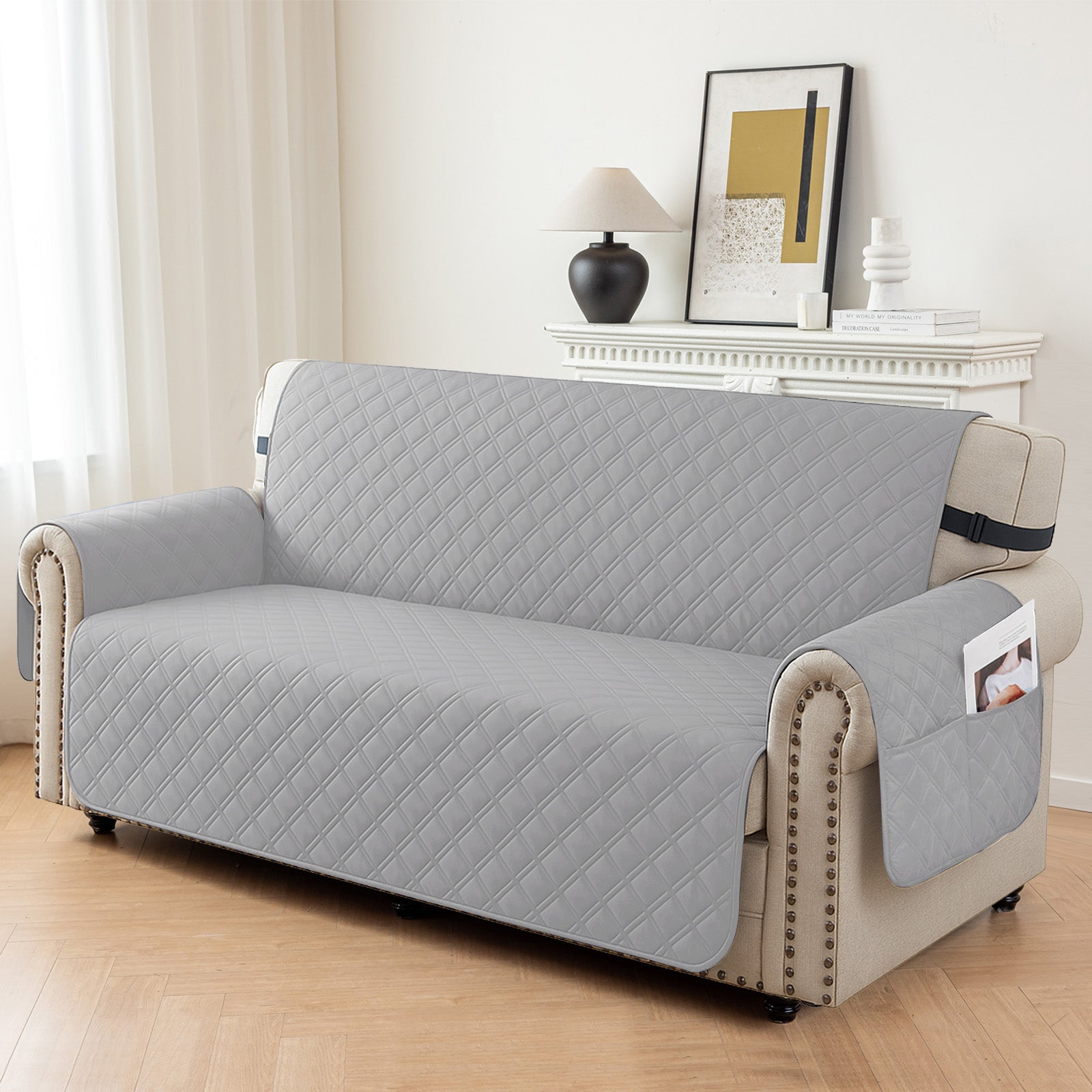 Ystyle 100% Waterproof 4 Seater Sofa Cover with Side Pockets