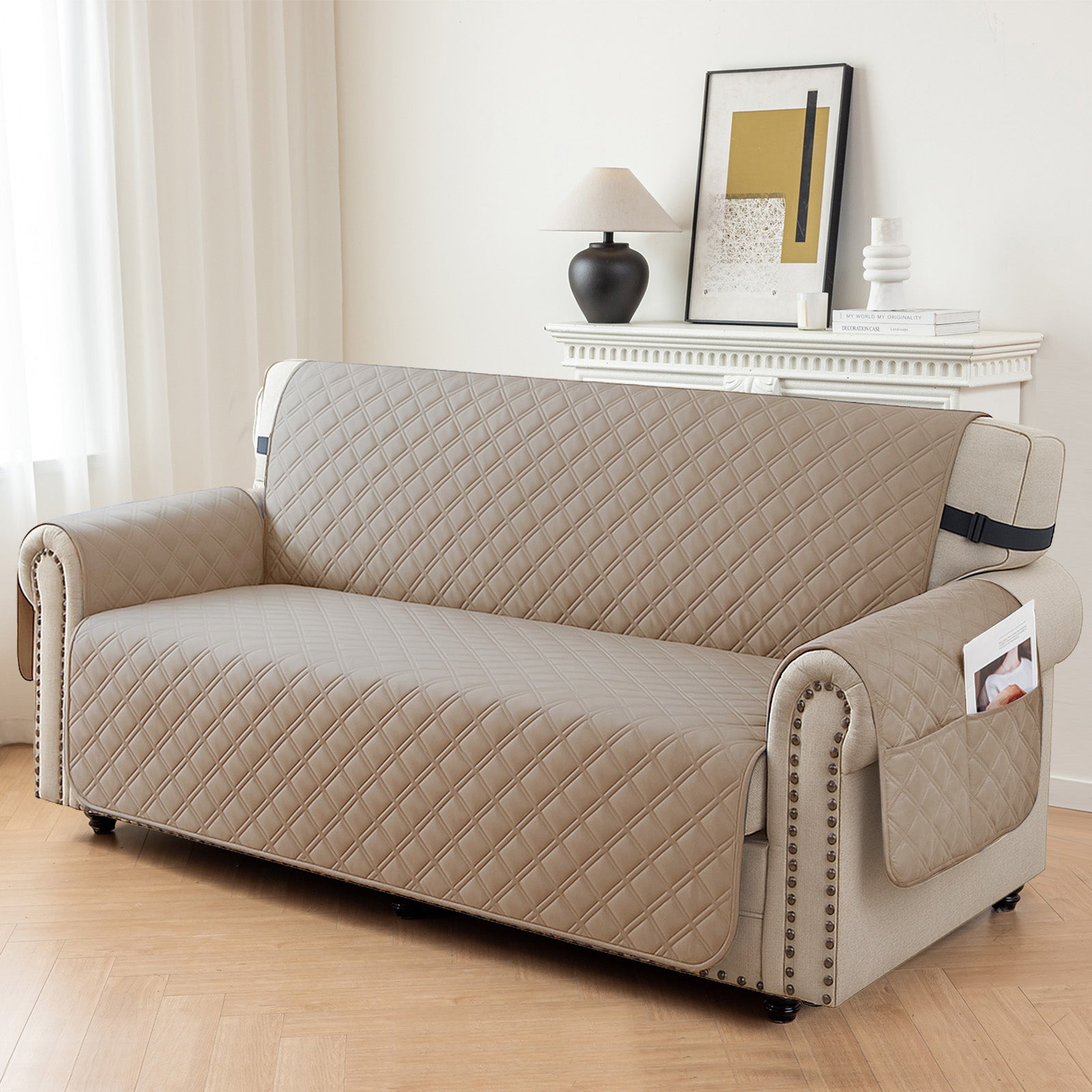 Ystyle 100% Waterproof 2 Seater Sofa Cover with Side Pockets-YSTYLE