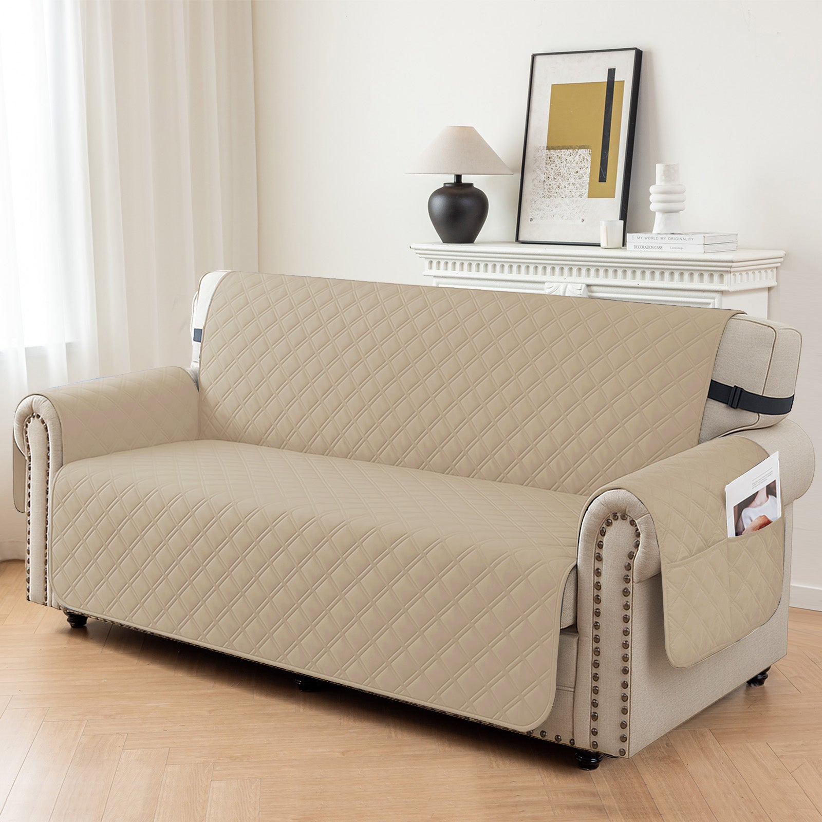 Ystyle 100% Waterproof 4 Seater Sofa Cover with Side Pockets