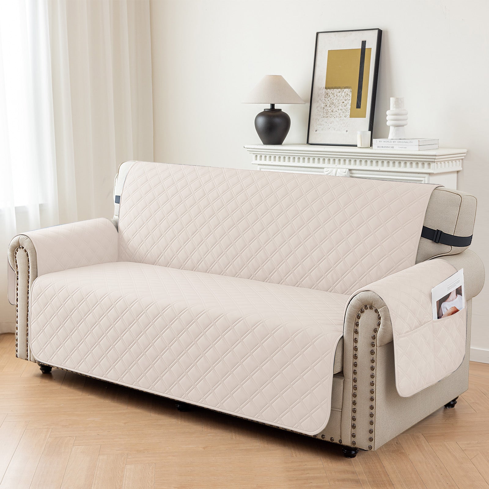 Ystyle 100% Waterproof 2 Seater Sofa Cover with Side Pockets-YSTYLE