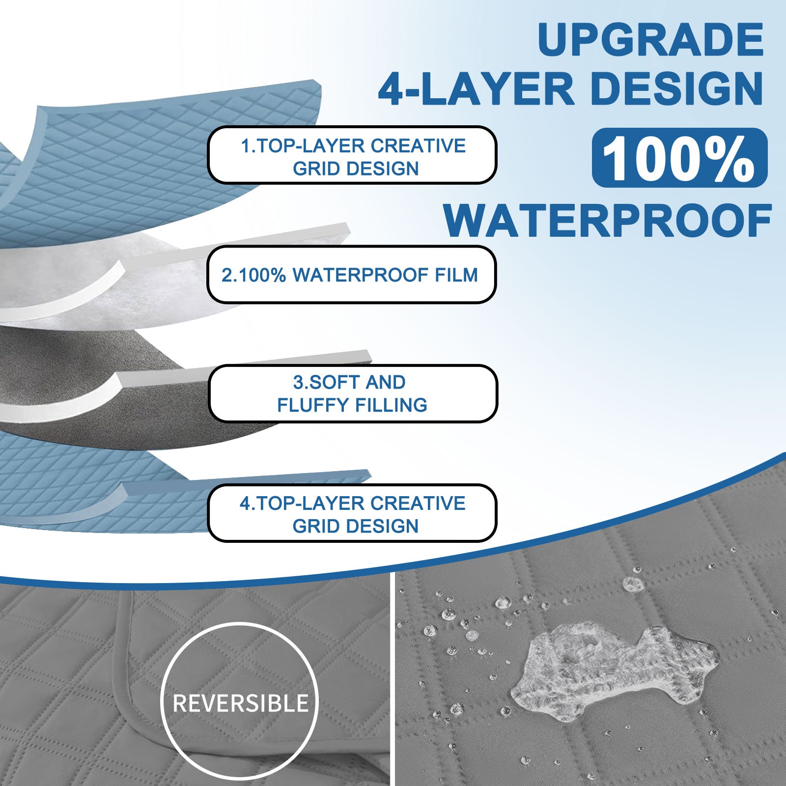 YSTYLE 100% Waterproof 2 Seater Corner Sofa Cover Reversible L Shape-YSTYLE