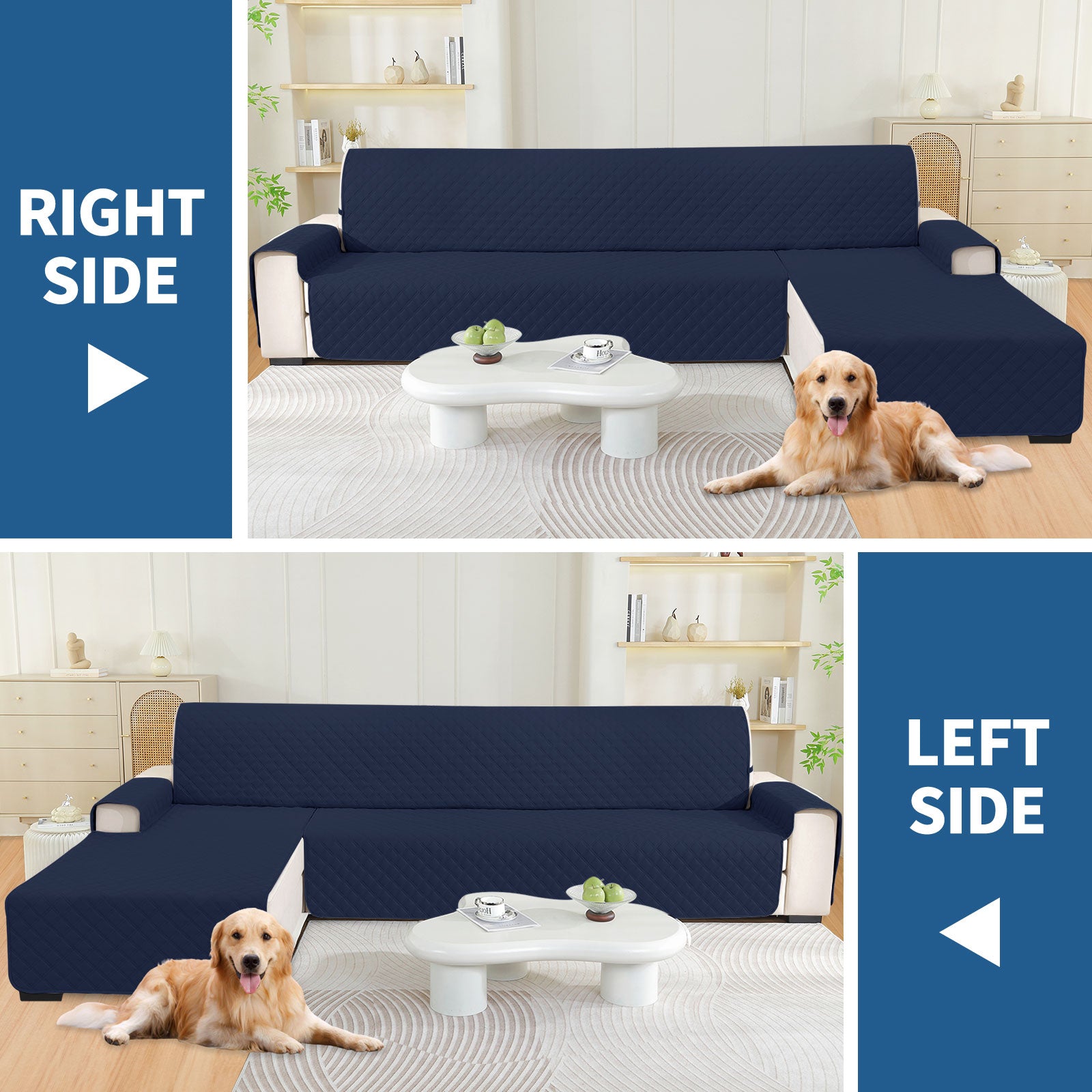 YSTYLE 100% Waterproof 2 Seater Corner Sofa Cover Reversible L Shape-YSTYLE