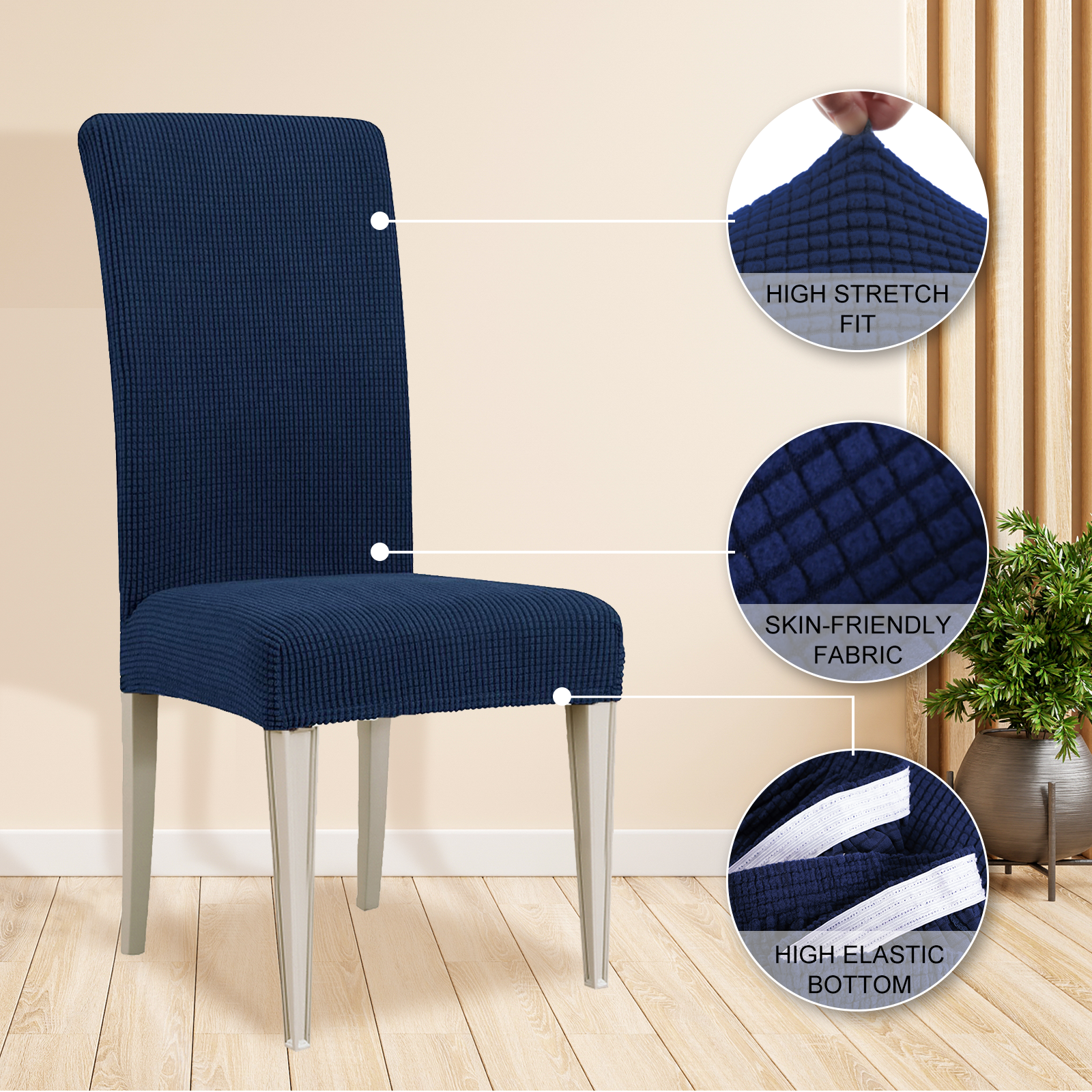YSTYLE 4 Pieces Stretch Dining Chair Covers Jacquard Pattern