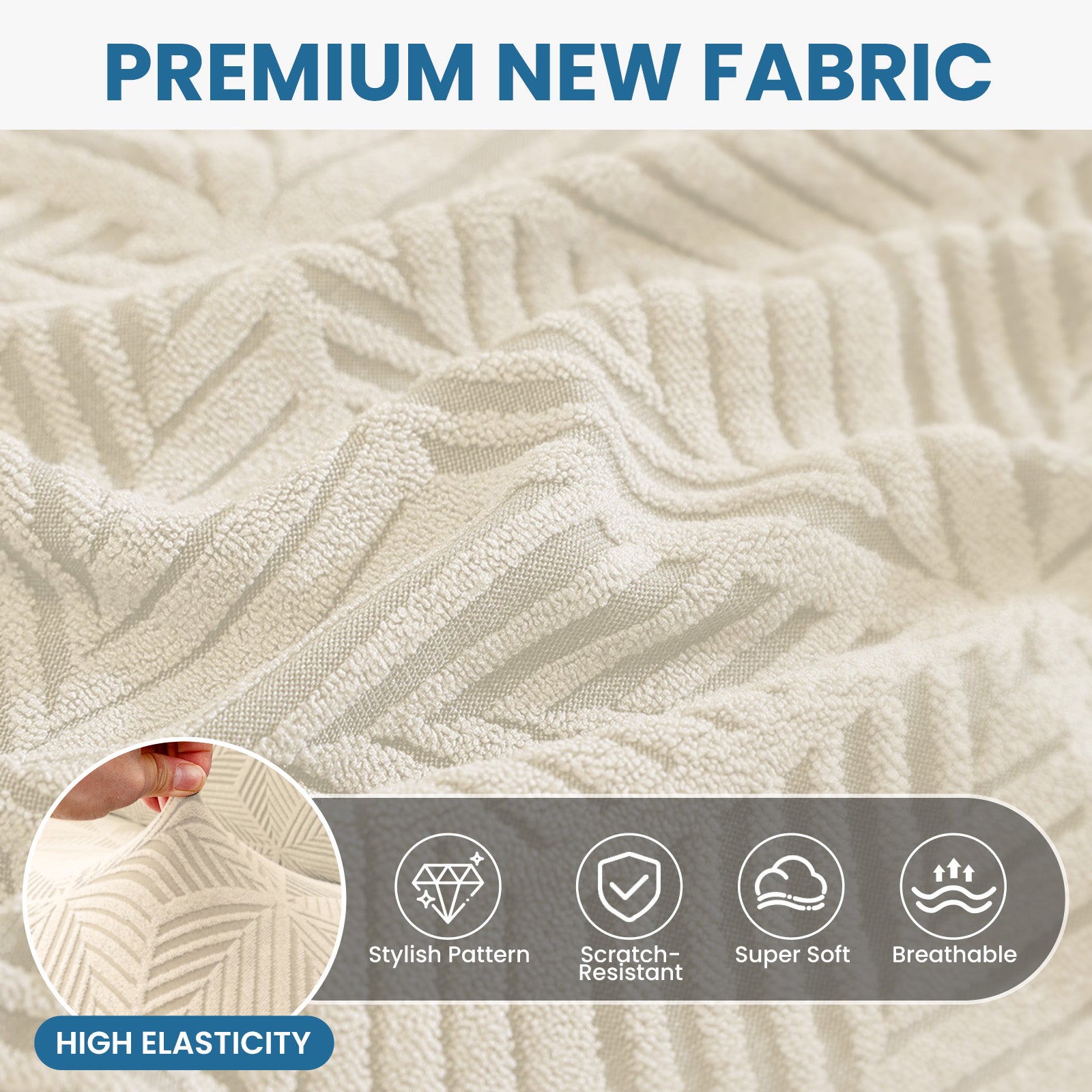 Ystyle Stretch 4 Seater Sofa Cover with Armrests Geometric Pattern Anti Slip-YSTYLE