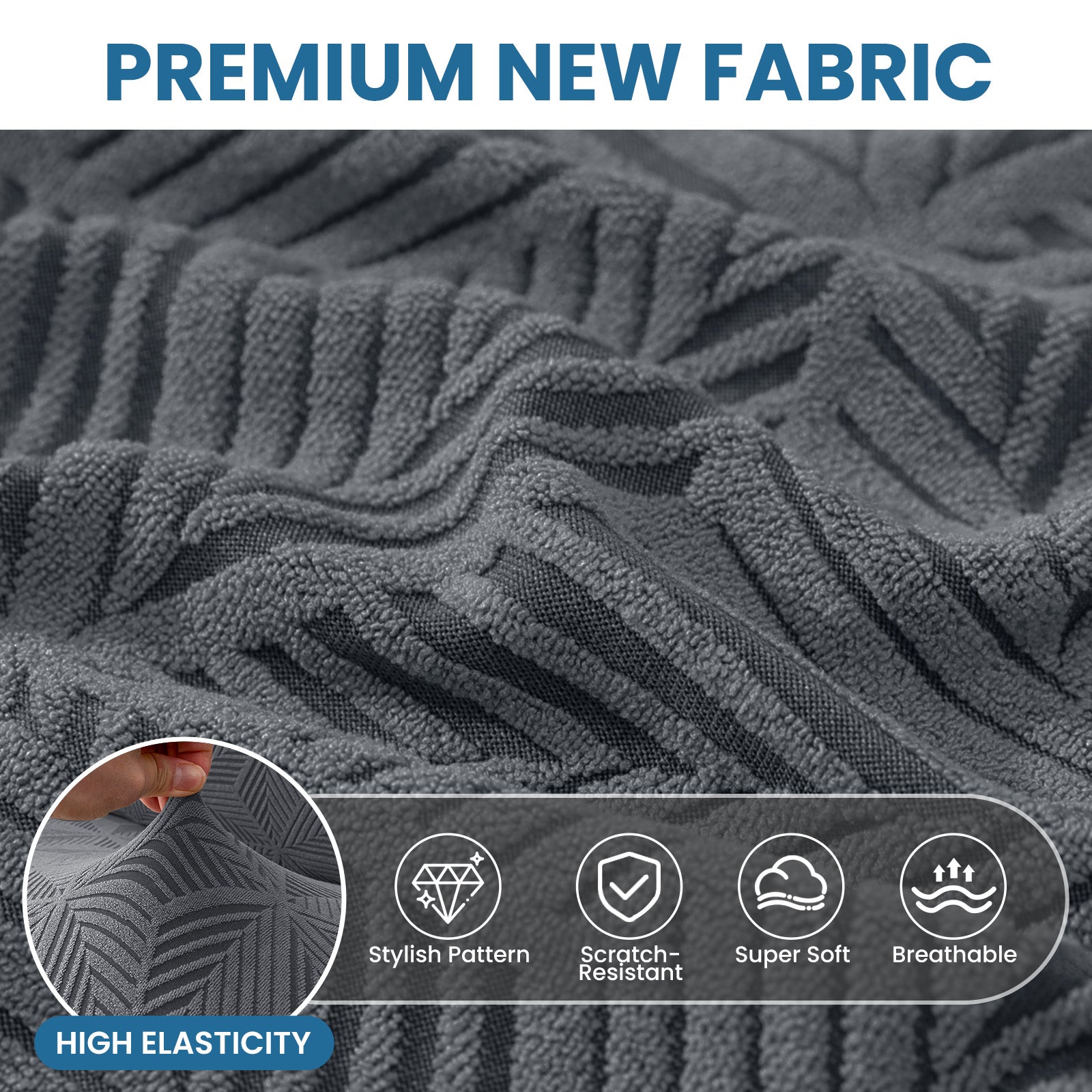 Ystyle Stretch 4 Seater Sofa Cover with Armrests Geometric Pattern Anti Slip-YSTYLE