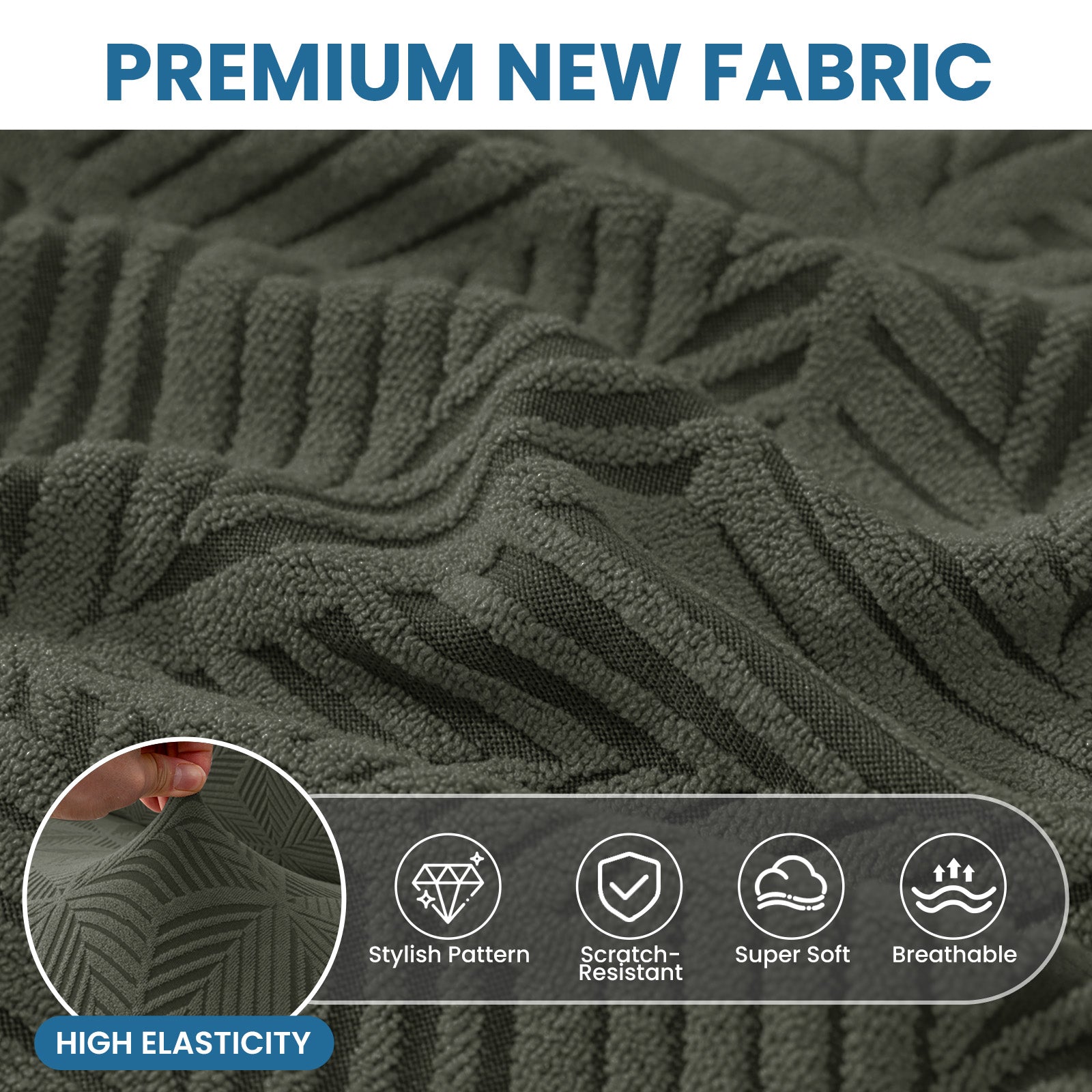 Ystyle Stretch 4 Seater Sofa Cover with Armrests Geometric Pattern Anti Slip-YSTYLE