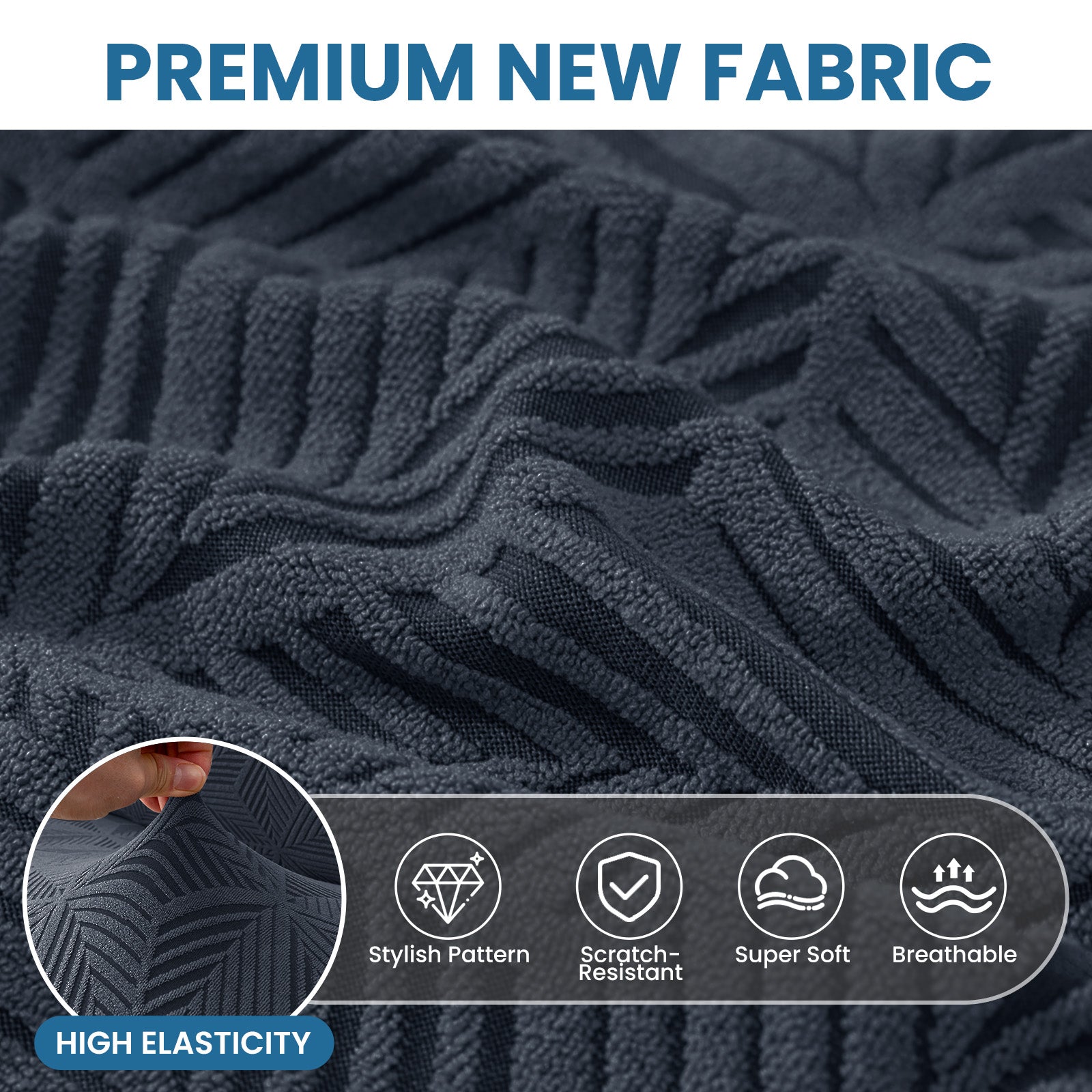 Ystyle Stretch 4 Seater Sofa Cover with Armrests Geometric Pattern Anti Slip-YSTYLE