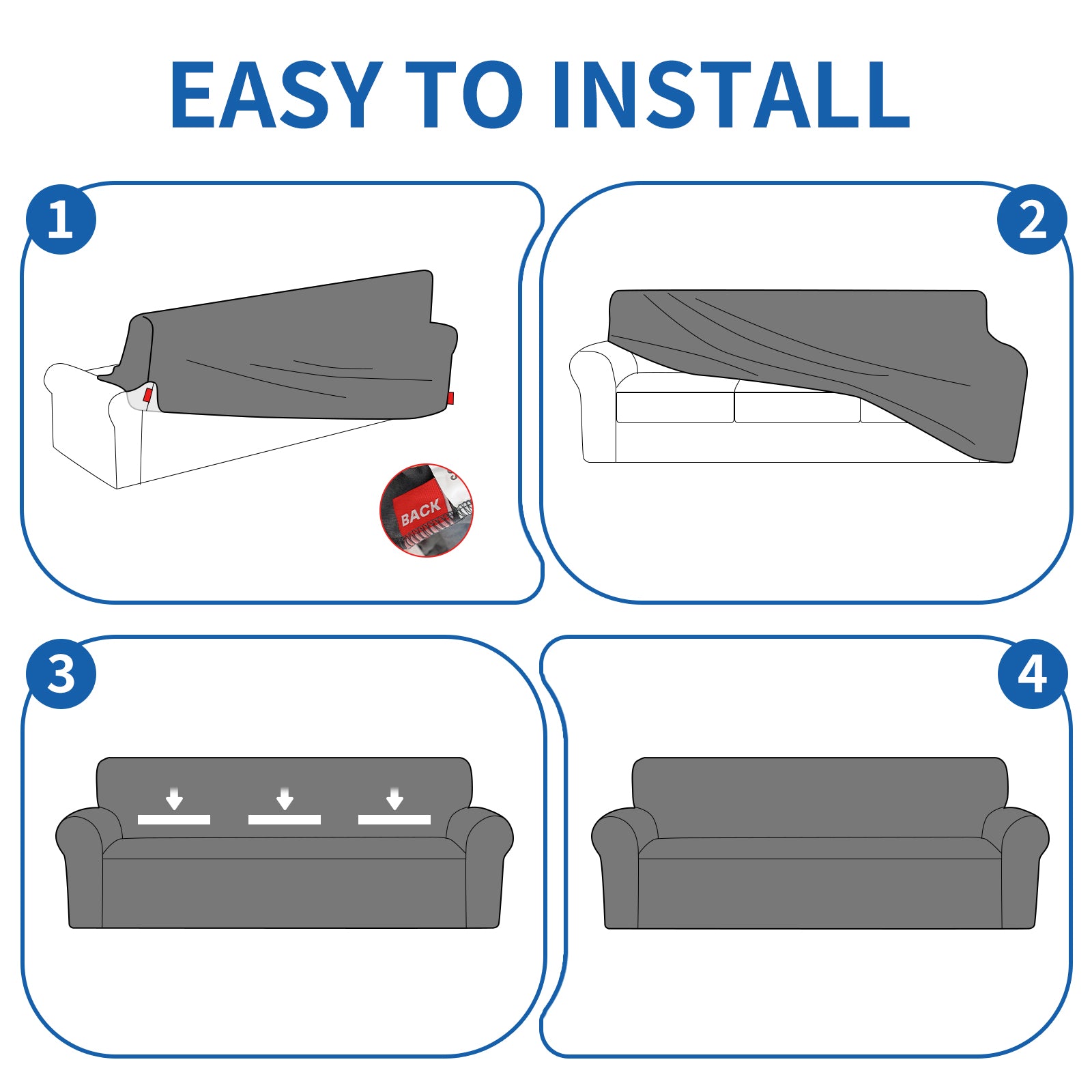 YSTYLE Stretch 4 Seater Sofa Cover with Armrests Anti Slip-YSTYLE