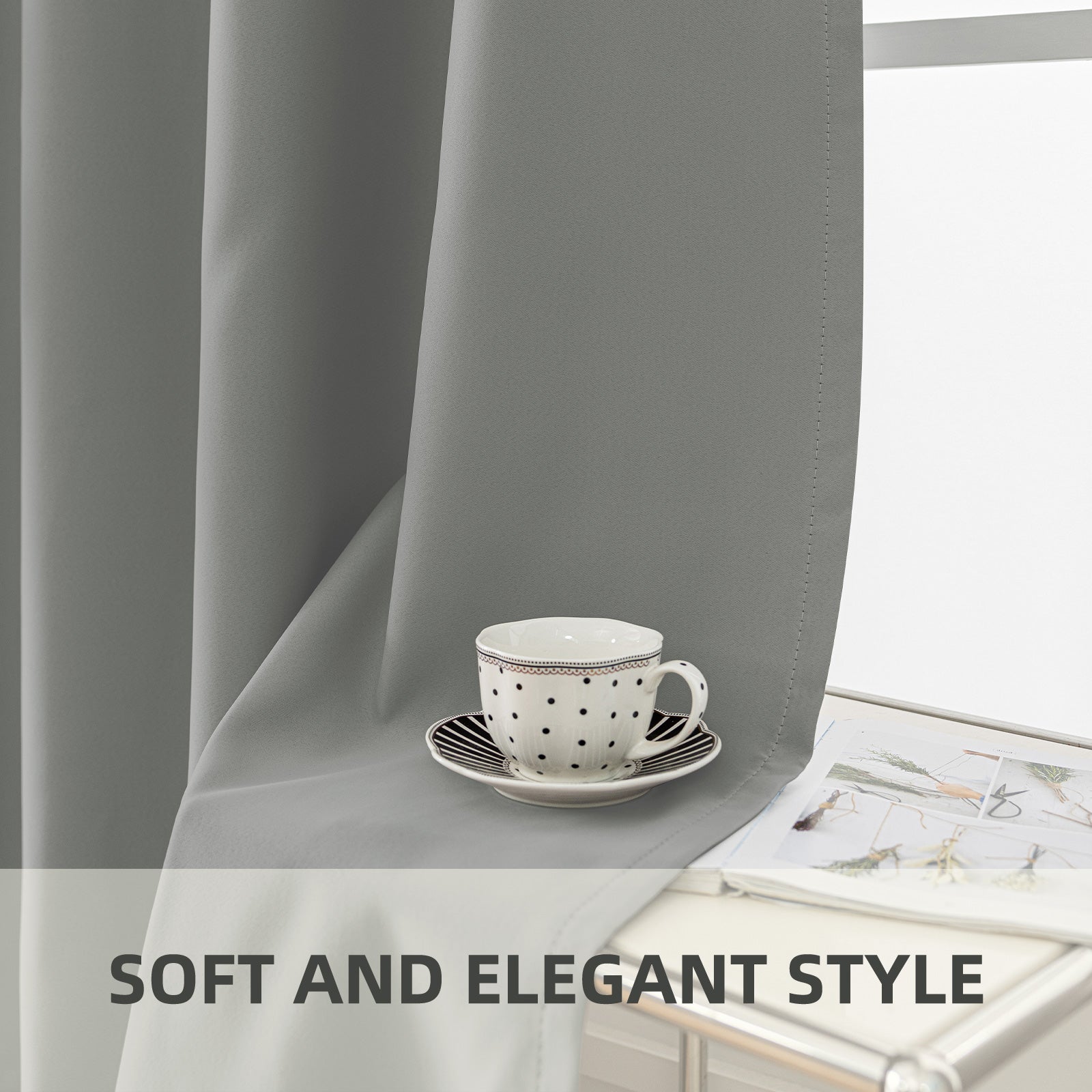 YSTYLE 2 Pieces Waterproof Blackout Curtains Thermal Insulated-YSTYLE