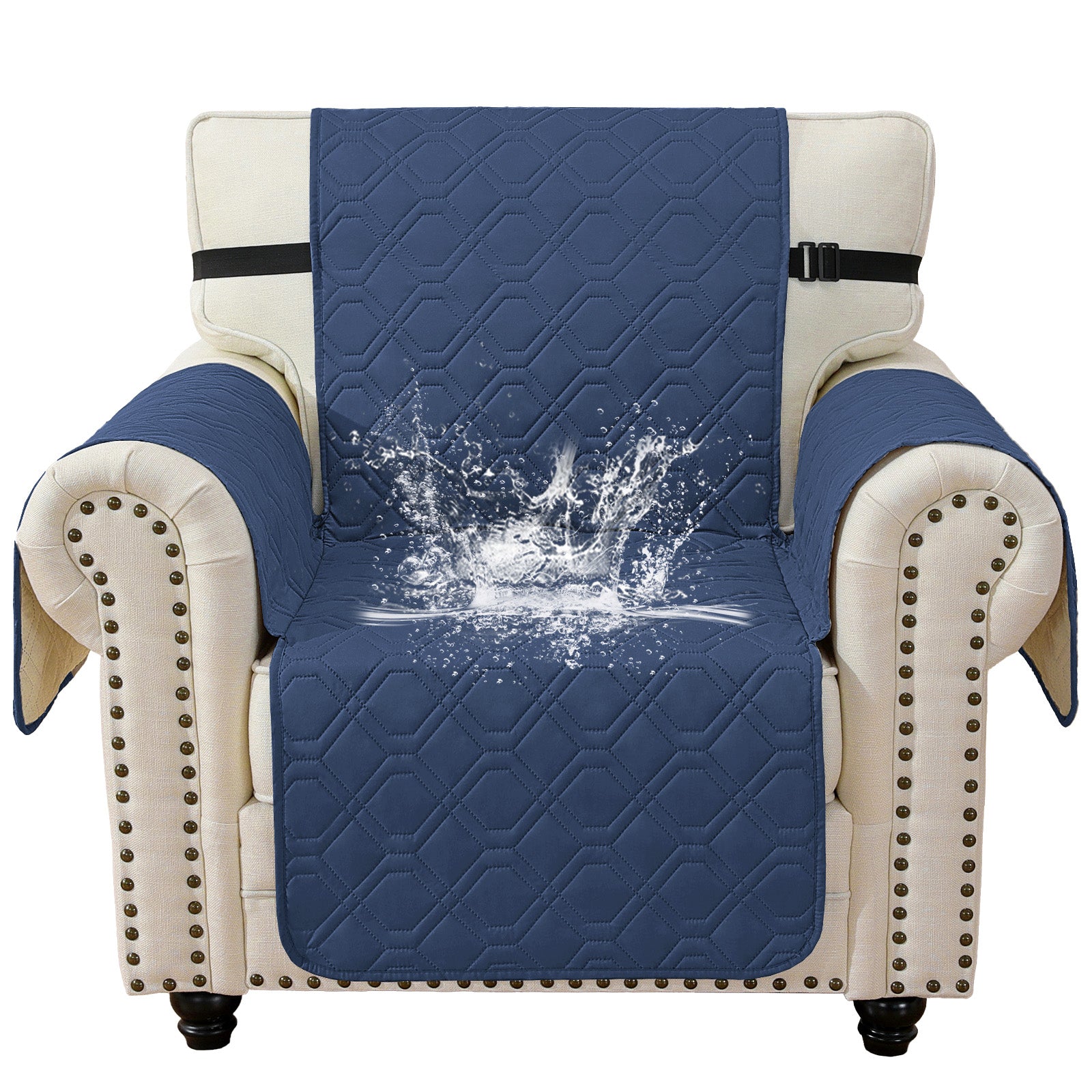 Waterproof Armchair Sofa Cover with Armrests Anti Slip Pockets