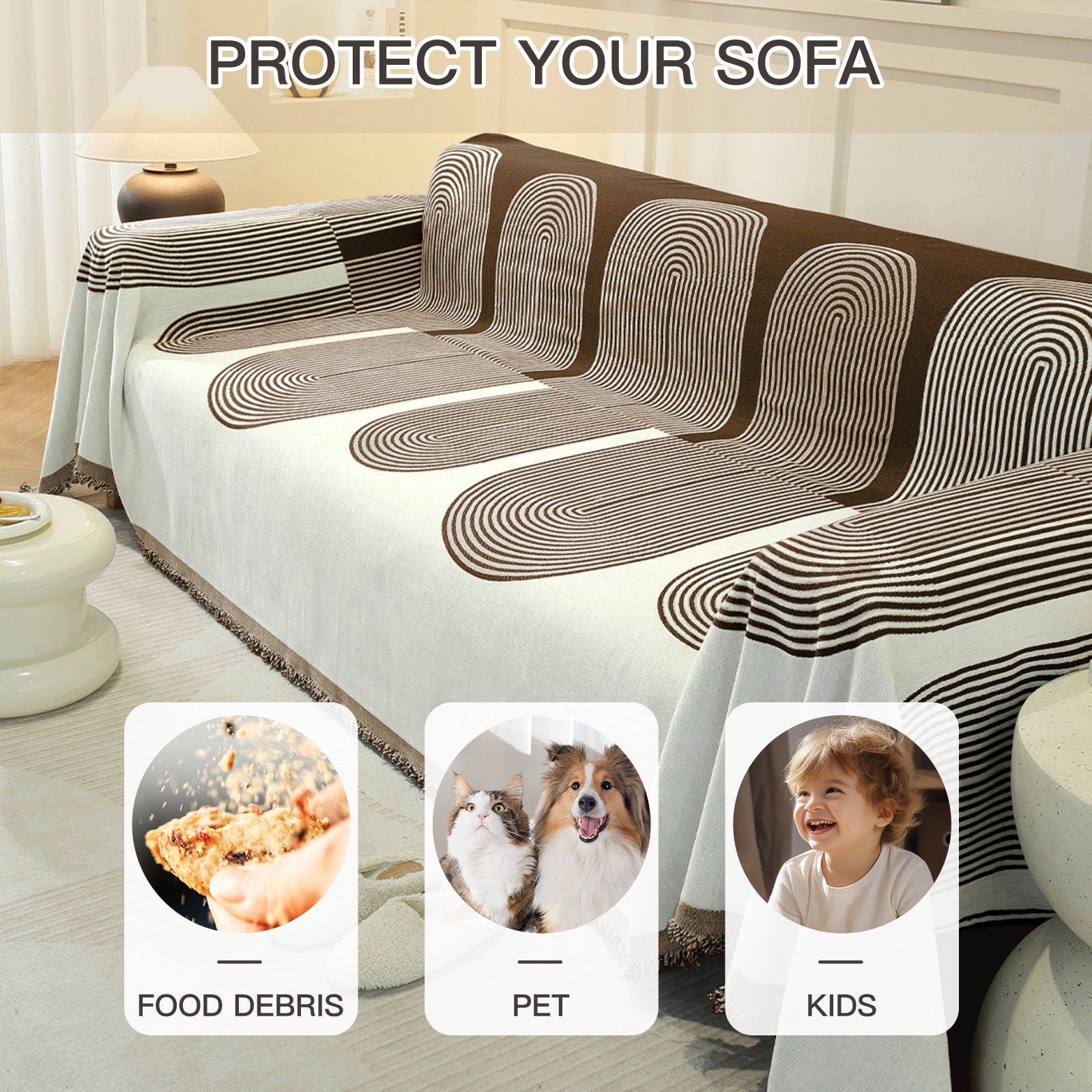 YSTYLE 1 Seater canapé Blanket Anti-Dust, Easy Care, Decorative Throw,Semi-Circular