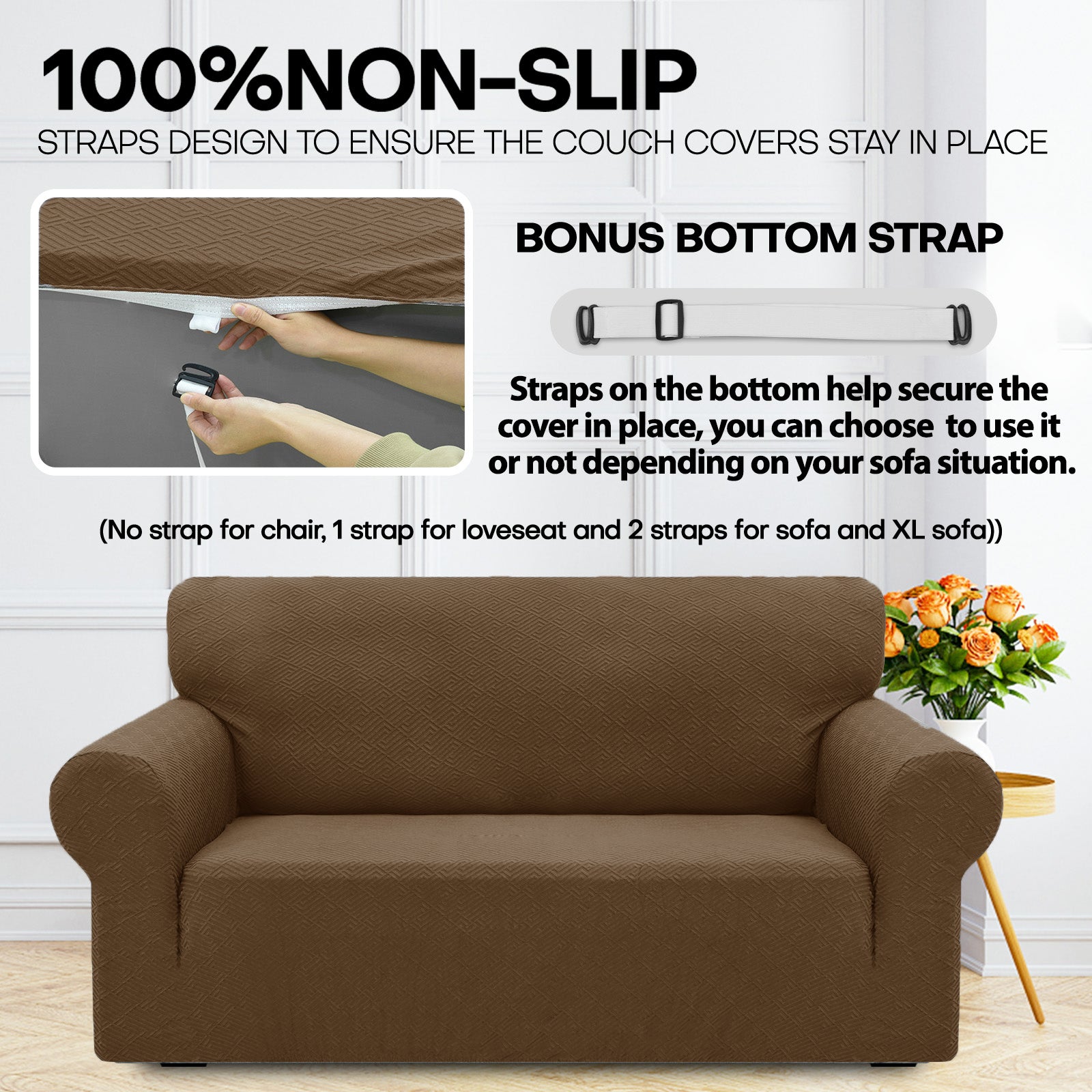 Manta para sofá de 3 asientos YSTYLE - Ajuste elástico, resistente a arañazos de mascotas, geométrico jacquard, antideslizante, lavable - Forma de espalda