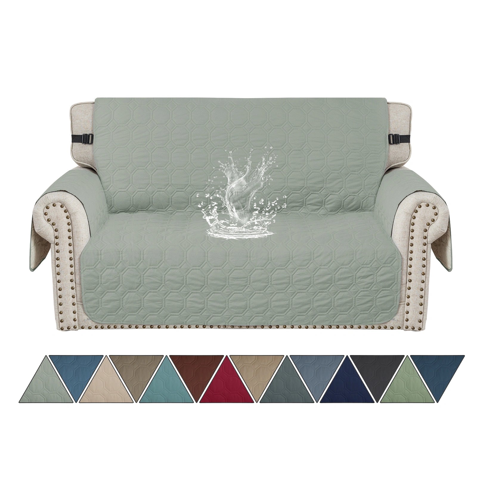 YSTYLE 2 Seater WaterProof Sofa Cover with Armrests,Elegant- for Dogs , Non-Slip and Scratch Resistant Design-Yuanbao Grid