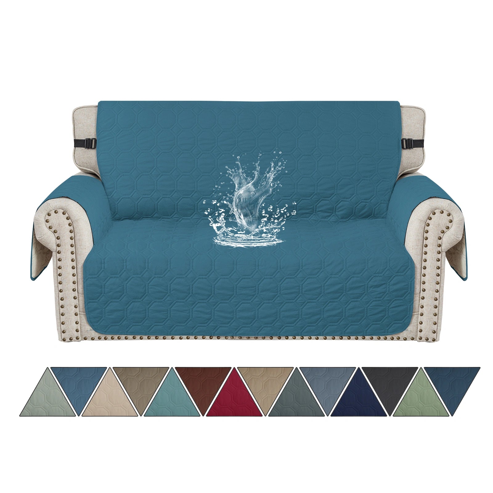 YSTYLE 2 Seater WaterProof Sofa Cover with Armrests,Elegant- for Dogs , Non-Slip and Scratch Resistant Design-Yuanbao Grid