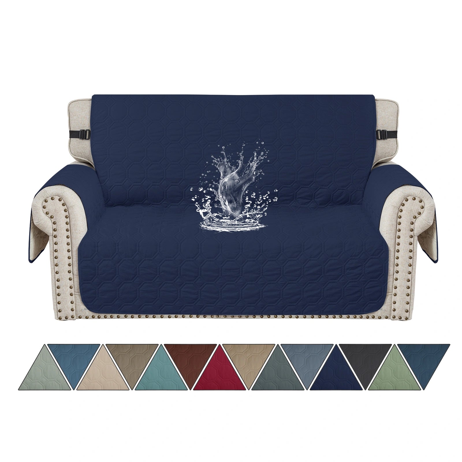 YSTYLE 2 Seater WaterProof Sofa Cover with Armrests,Elegant- for Dogs , Non-Slip and Scratch Resistant Design-Yuanbao Grid