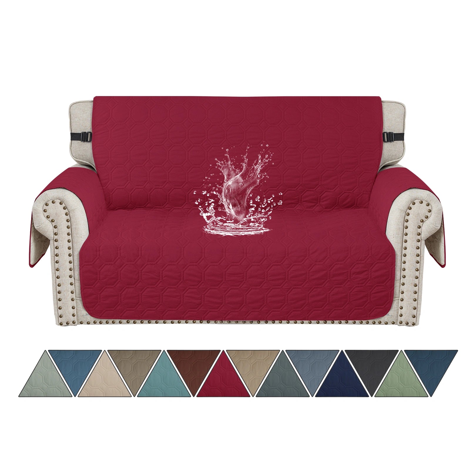 YSTYLE 2 Seater WaterProof Sofa Cover with Armrests,Elegant- for Dogs , Non-Slip and Scratch Resistant Design-Yuanbao Grid