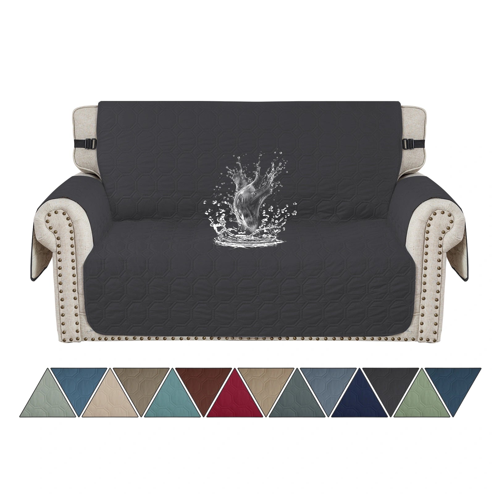 YSTYLE 2 Seater WaterProof Sofa Cover with Armrests,Elegant- for Dogs , Non-Slip and Scratch Resistant Design-Yuanbao Grid