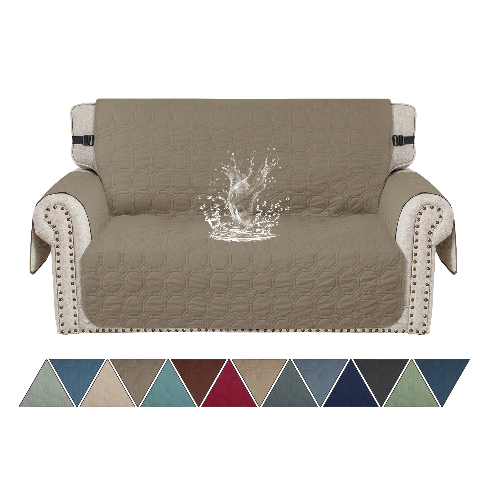 YSTYLE 2 Seater WaterProof Sofa Cover with Armrests,Elegant- for Dogs , Non-Slip and Scratch Resistant Design-Yuanbao Grid