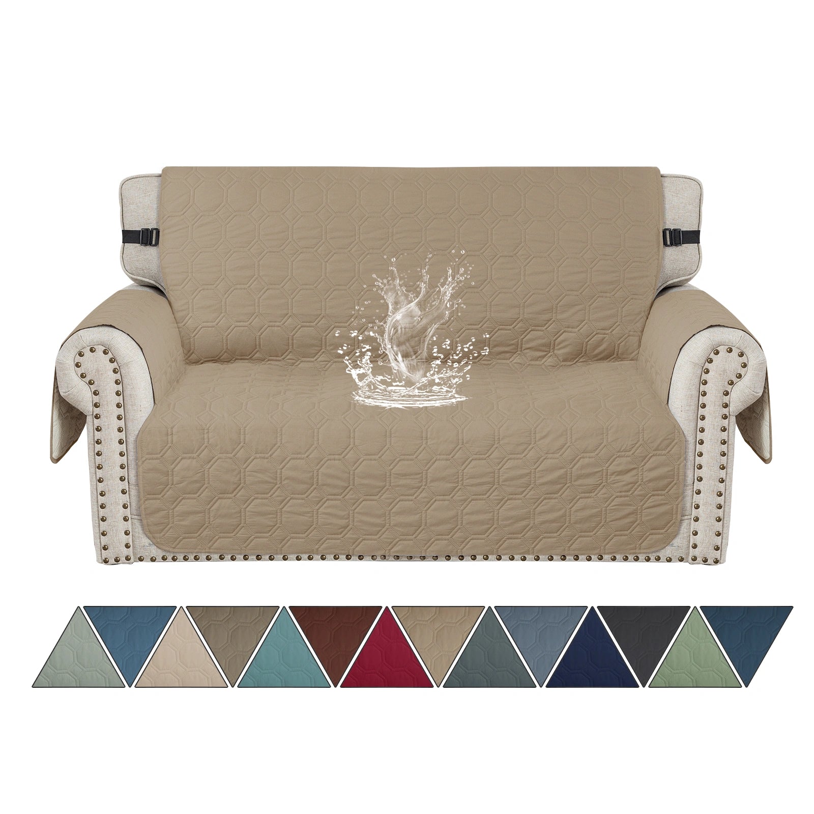 YSTYLE 2 Seater WaterProof Sofa Cover with Armrests,Elegant- for Dogs , Non-Slip and Scratch Resistant Design-Yuanbao Grid