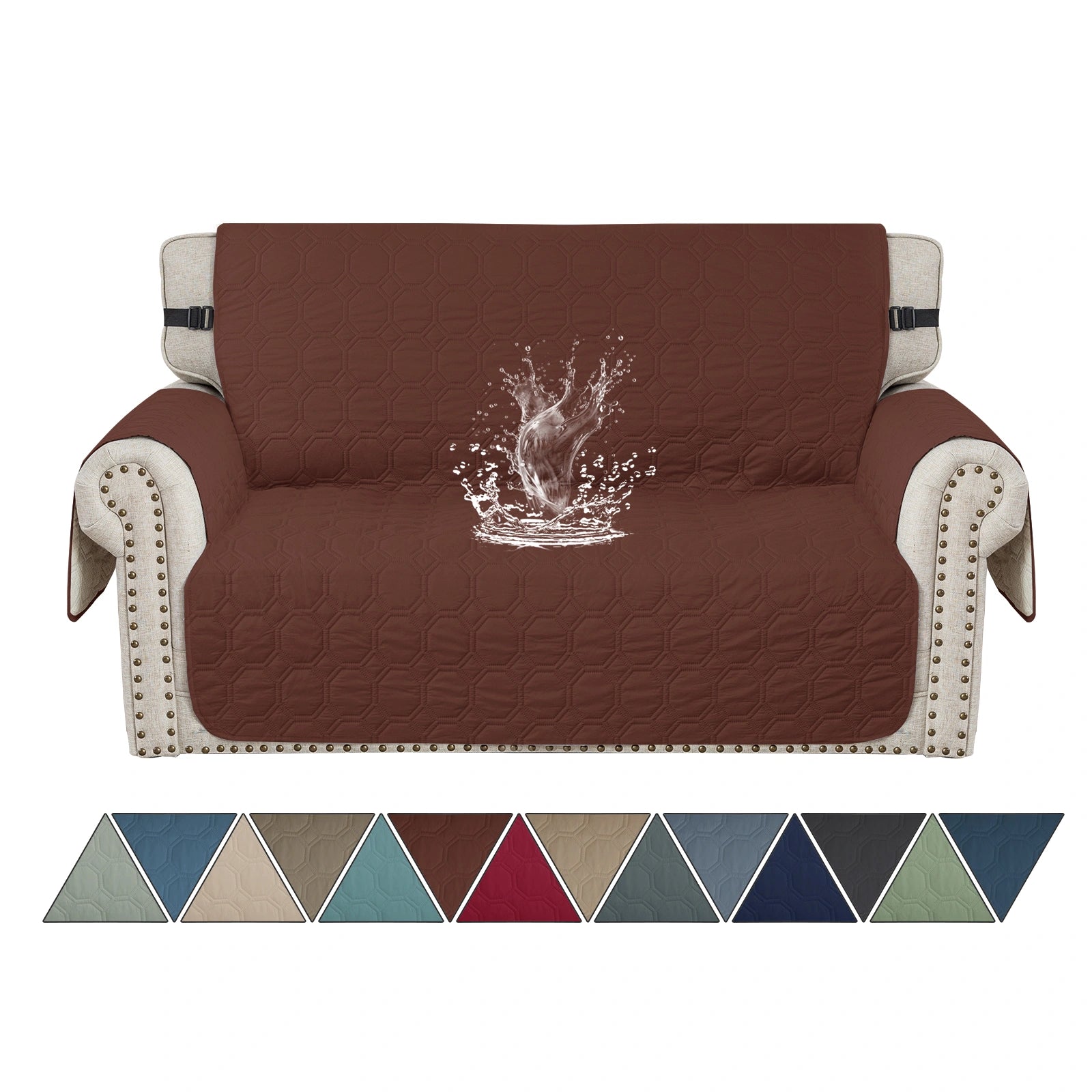 YSTYLE 2 Seater WaterProof Sofa Cover with Armrests,Elegant- for Dogs , Non-Slip and Scratch Resistant Design-Yuanbao Grid