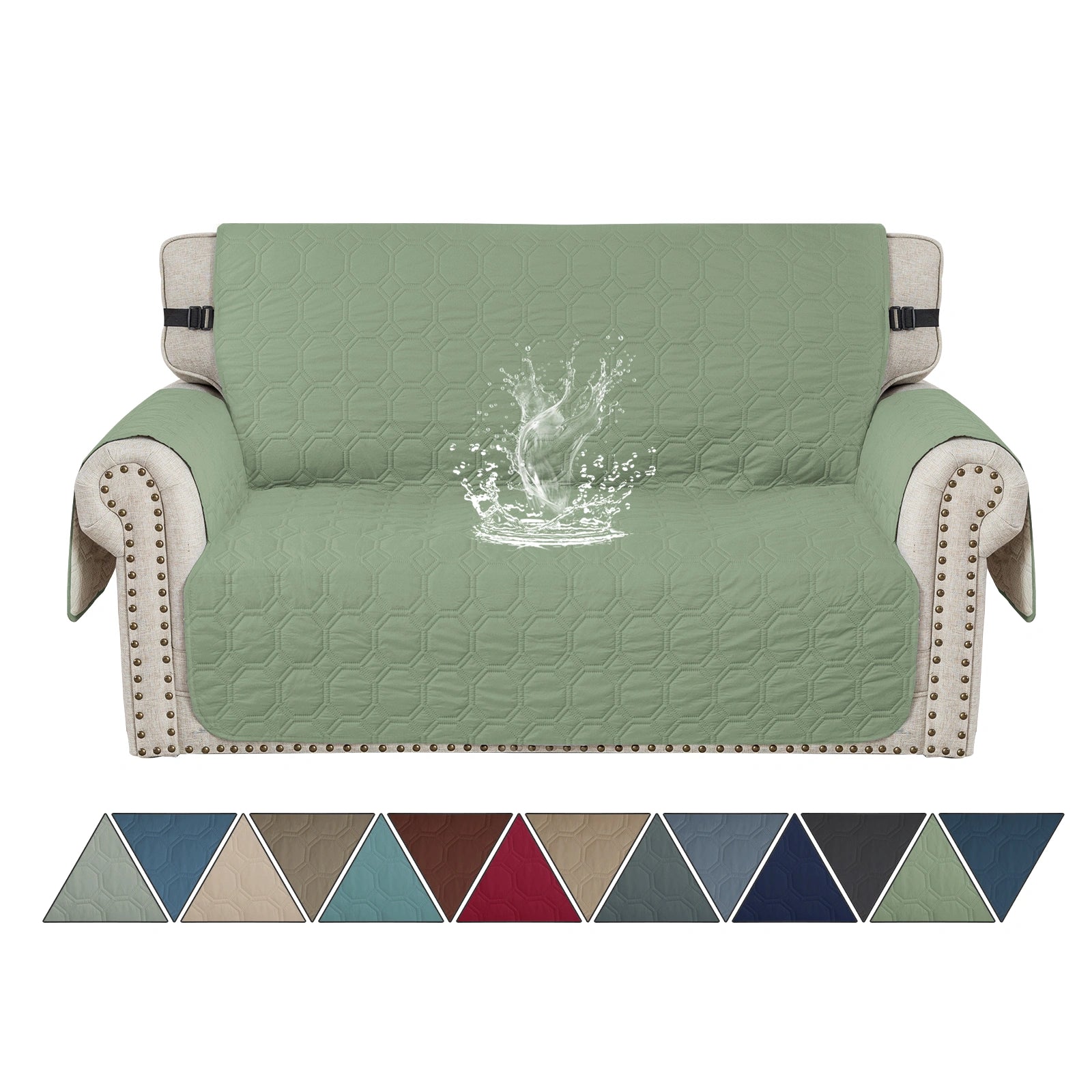 YSTYLE 2 Seater WaterProof Sofa Cover with Armrests,Elegant- for Dogs , Non-Slip and Scratch Resistant Design-Yuanbao Grid