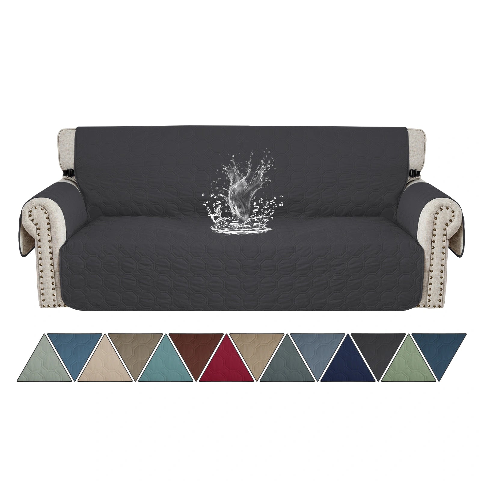 YSTYLE 3 Seater WaterProof Sofa Cover with Armrests,Elegant- for Dogs , Non-Slip and Scratch Resistant Design-Yuanbao Grid