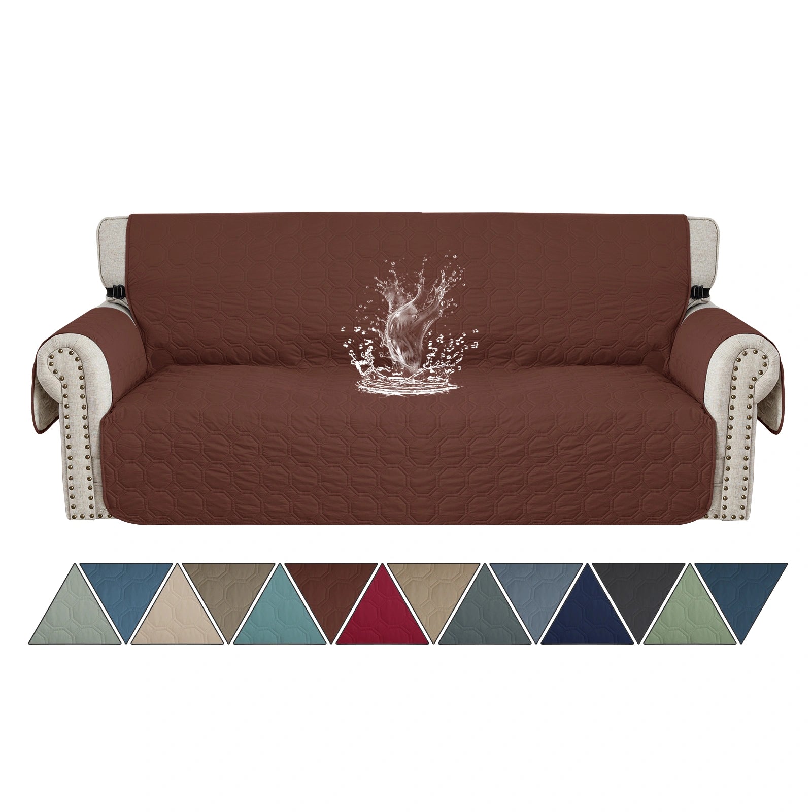 YSTYLE 3 Seater WaterProof Sofa Cover with Armrests,Elegant- for Dogs , Non-Slip and Scratch Resistant Design-Yuanbao Grid