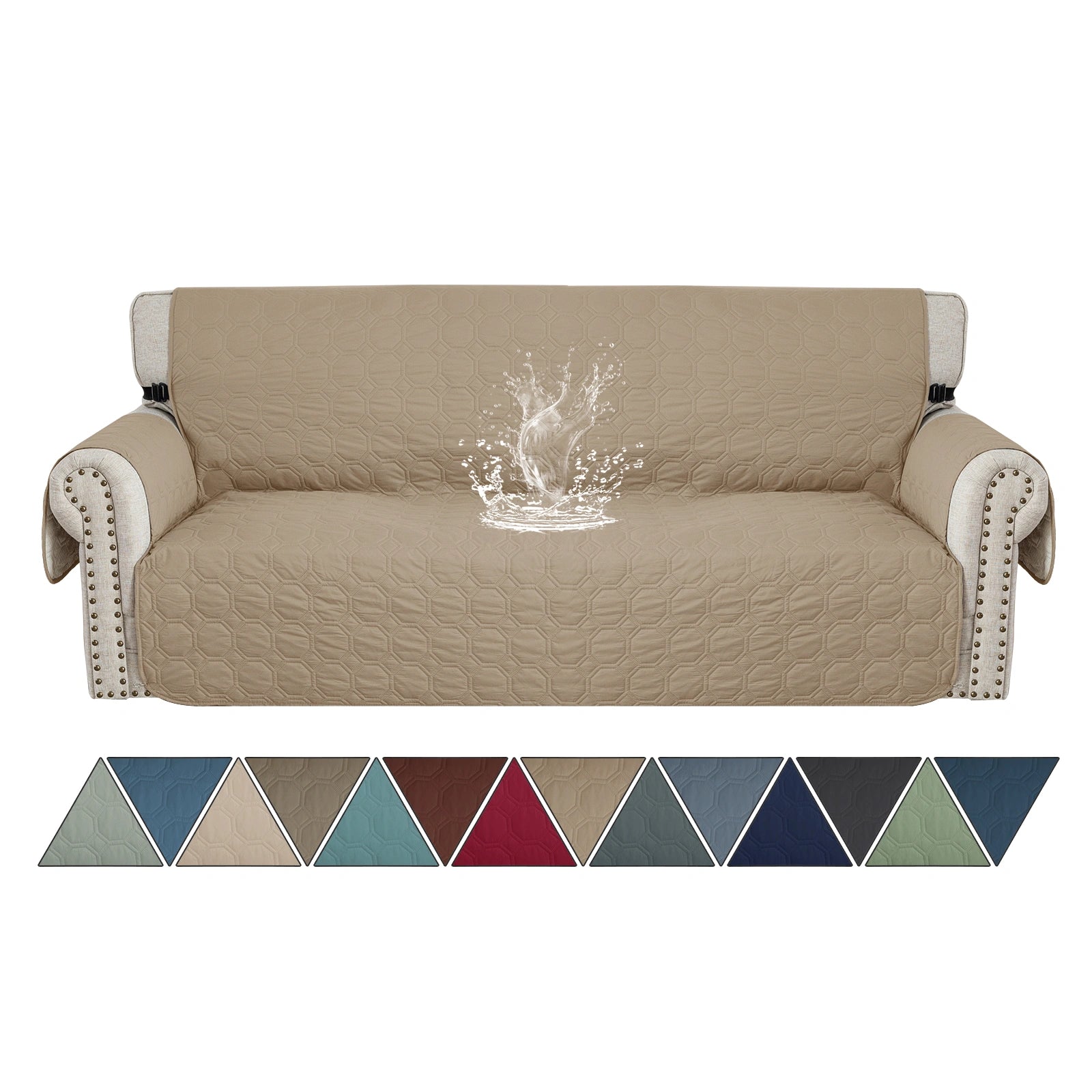 YSTYLE 3 Seater WaterProof Sofa Cover with Armrests,Elegant- for Dogs , Non-Slip and Scratch Resistant Design-Yuanbao Grid