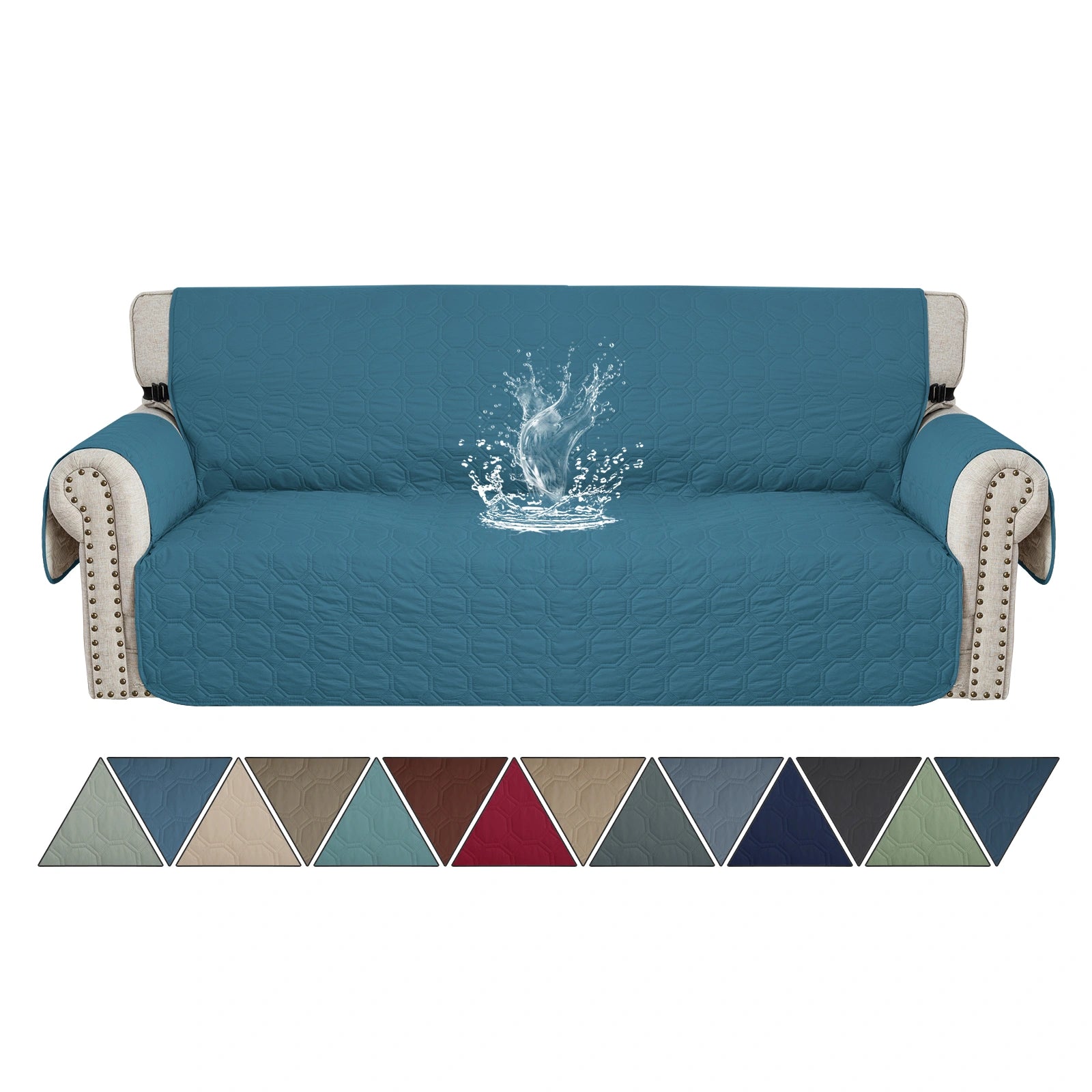 YSTYLE 3 Seater WaterProof Sofa Cover with Armrests,Elegant- for Dogs , Non-Slip and Scratch Resistant Design-Yuanbao Grid