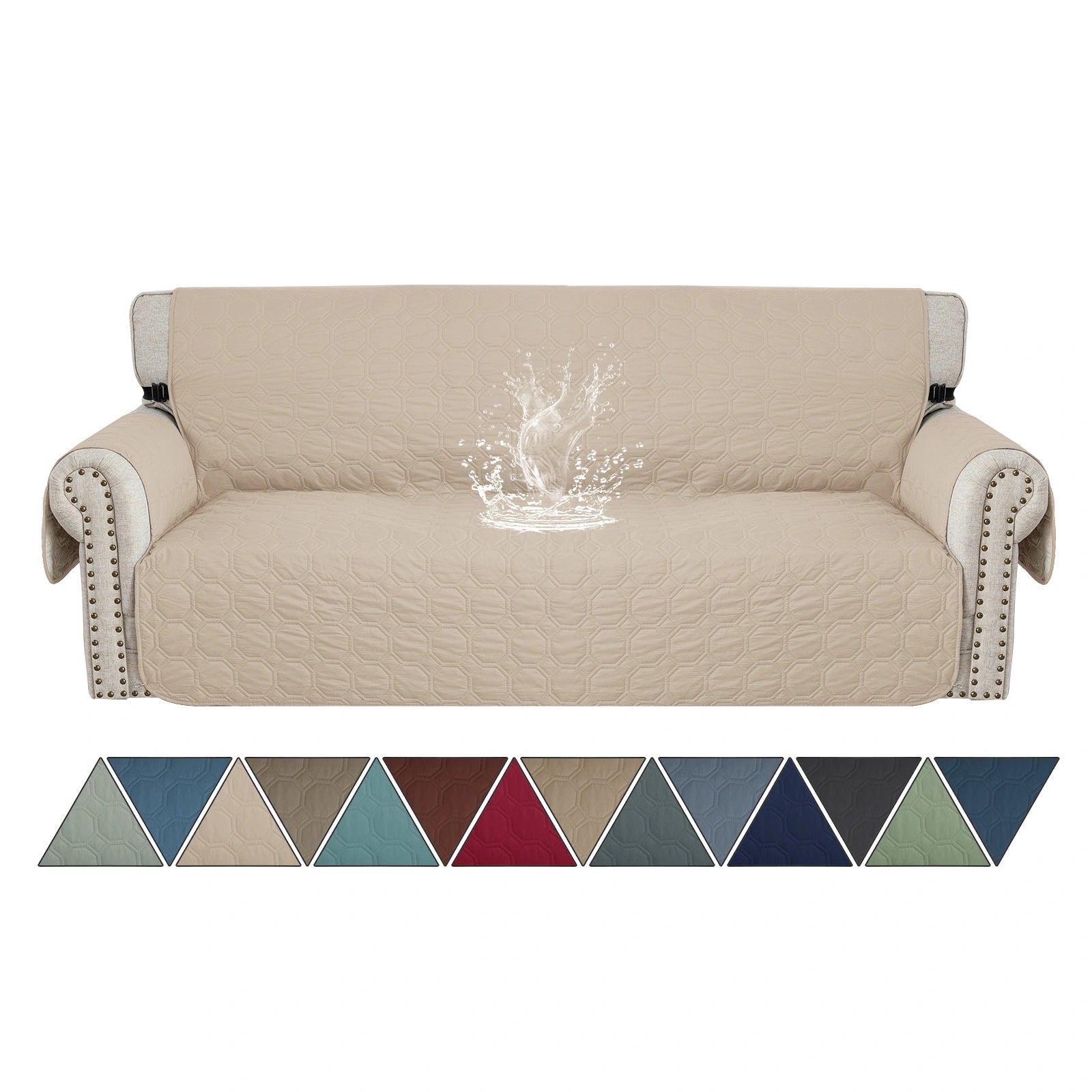 YSTYLE 3 Seater WaterProof Sofa Cover with Armrests,Elegant- for Dogs , Non-Slip and Scratch Resistant Design-Yuanbao Grid