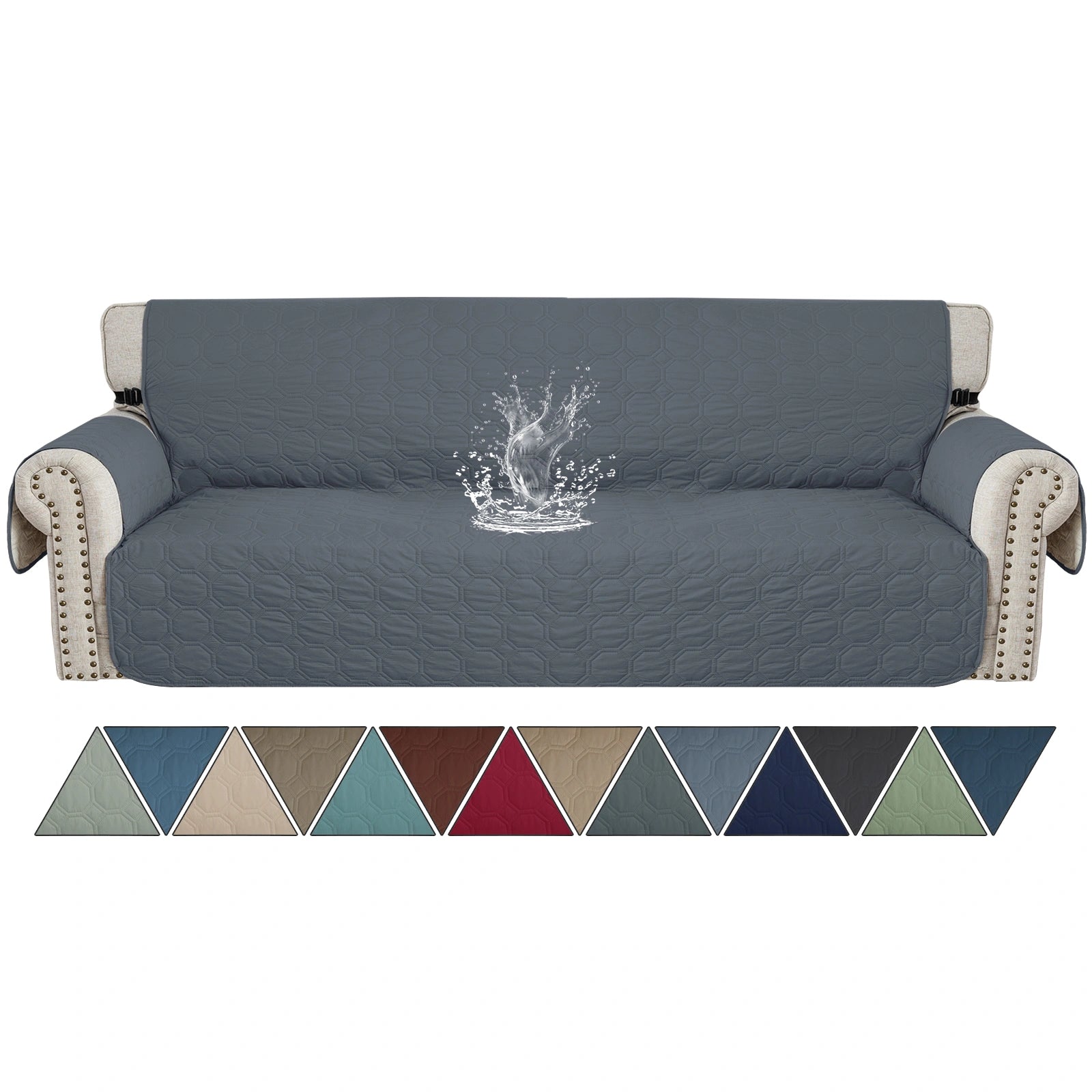 YSTYLE 3 Seater WaterProof Sofa Cover with Armrests,Elegant- for Dogs , Non-Slip and Scratch Resistant Design-Yuanbao Grid