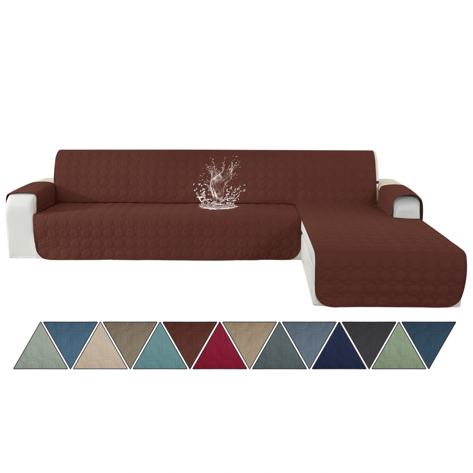 YSTYLE L-Shape for 4 Seater WaterProof Sofa Cover with Armrests,Elegant- for Dogs , Non-Slip and Scratch Resistant Design-Yuanbao Grid