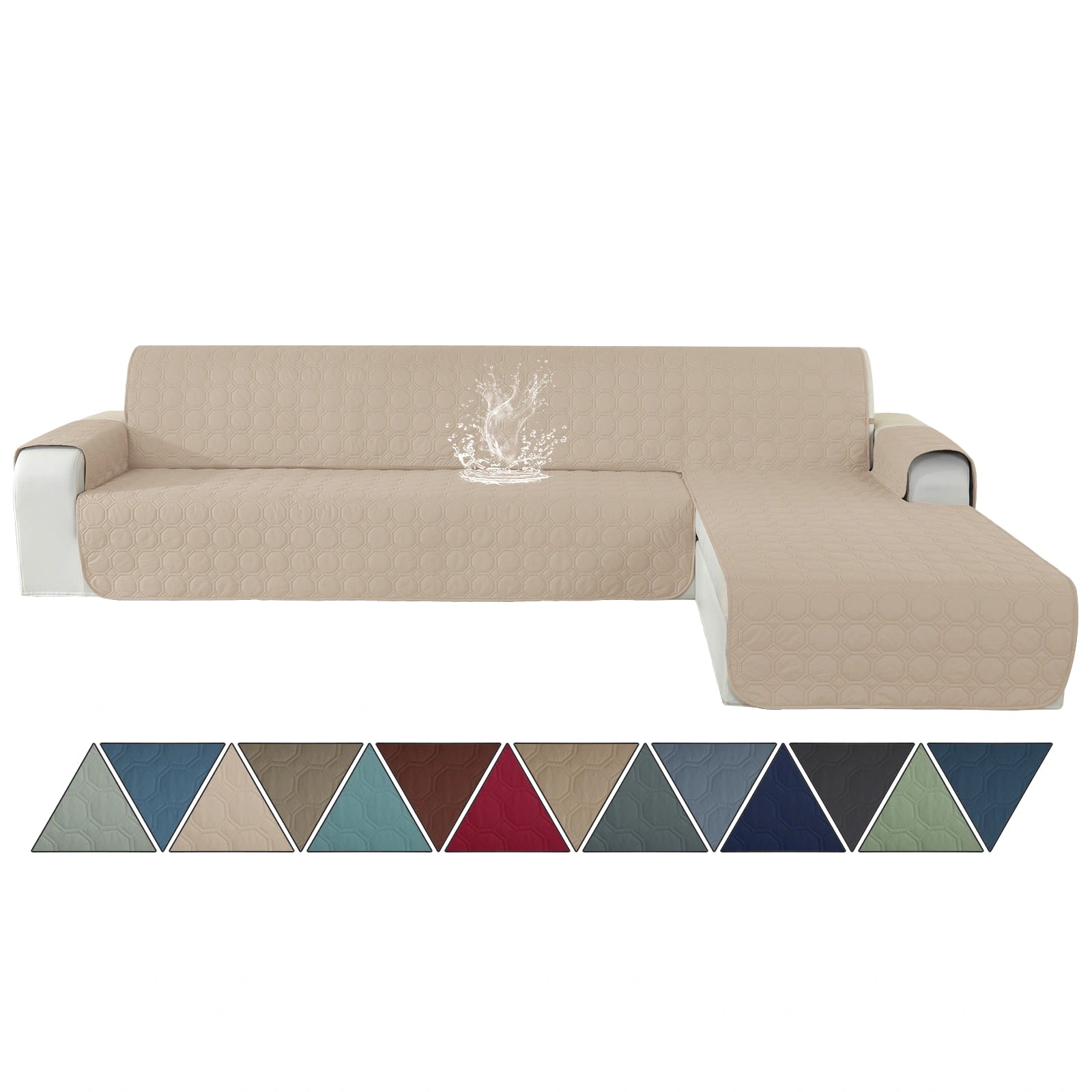 YSTYLE L-Shape for 2 Seater WaterProof Sofa Cover with Armrests,Elegant- for Dogs , Non-Slip and Scratch Resistant Design-Yuanbao Grid