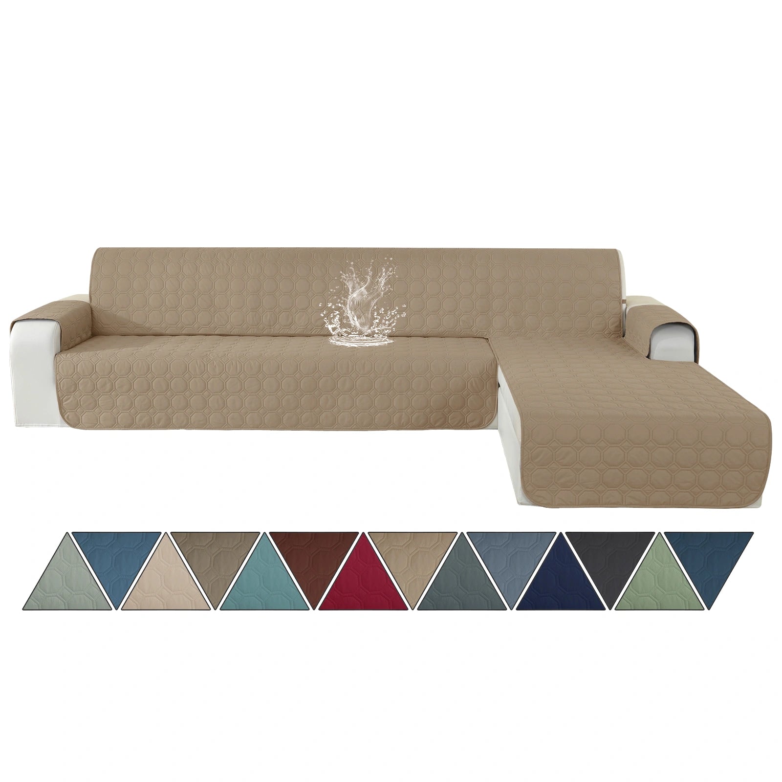 YSTYLE Waterproof 4 Seater Corner Sofa Cover Reversible Peninsula-YSTYLE